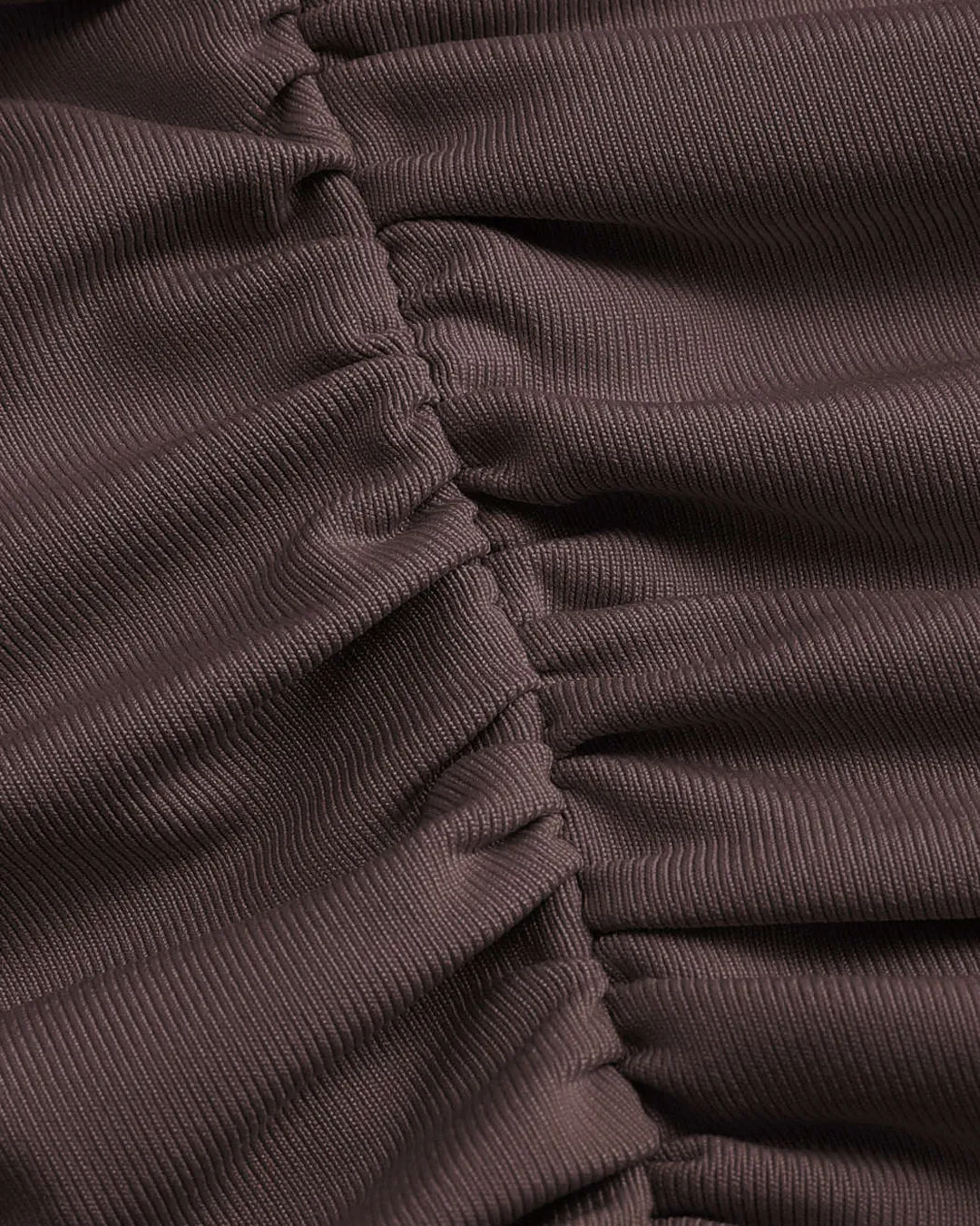 Strapless Ruched Crop Top In Brown - Image 3