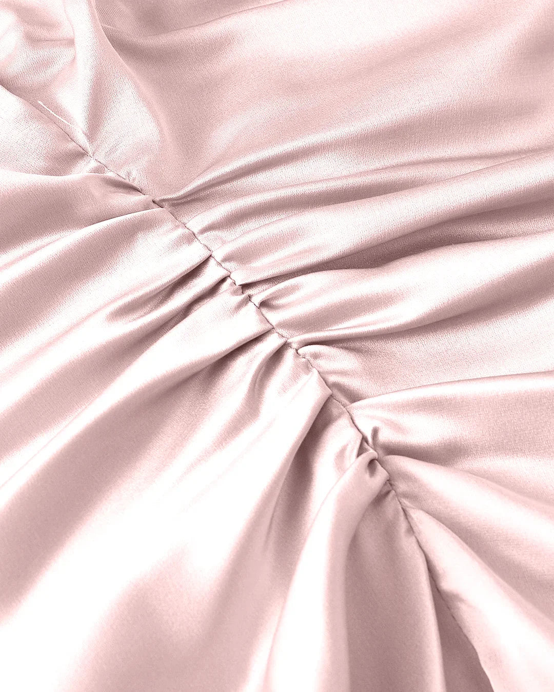 Strapless Slim Fit Ruched Hem Solid Sleeveless Crop Top in Satin Cherry Blossom - Image 3