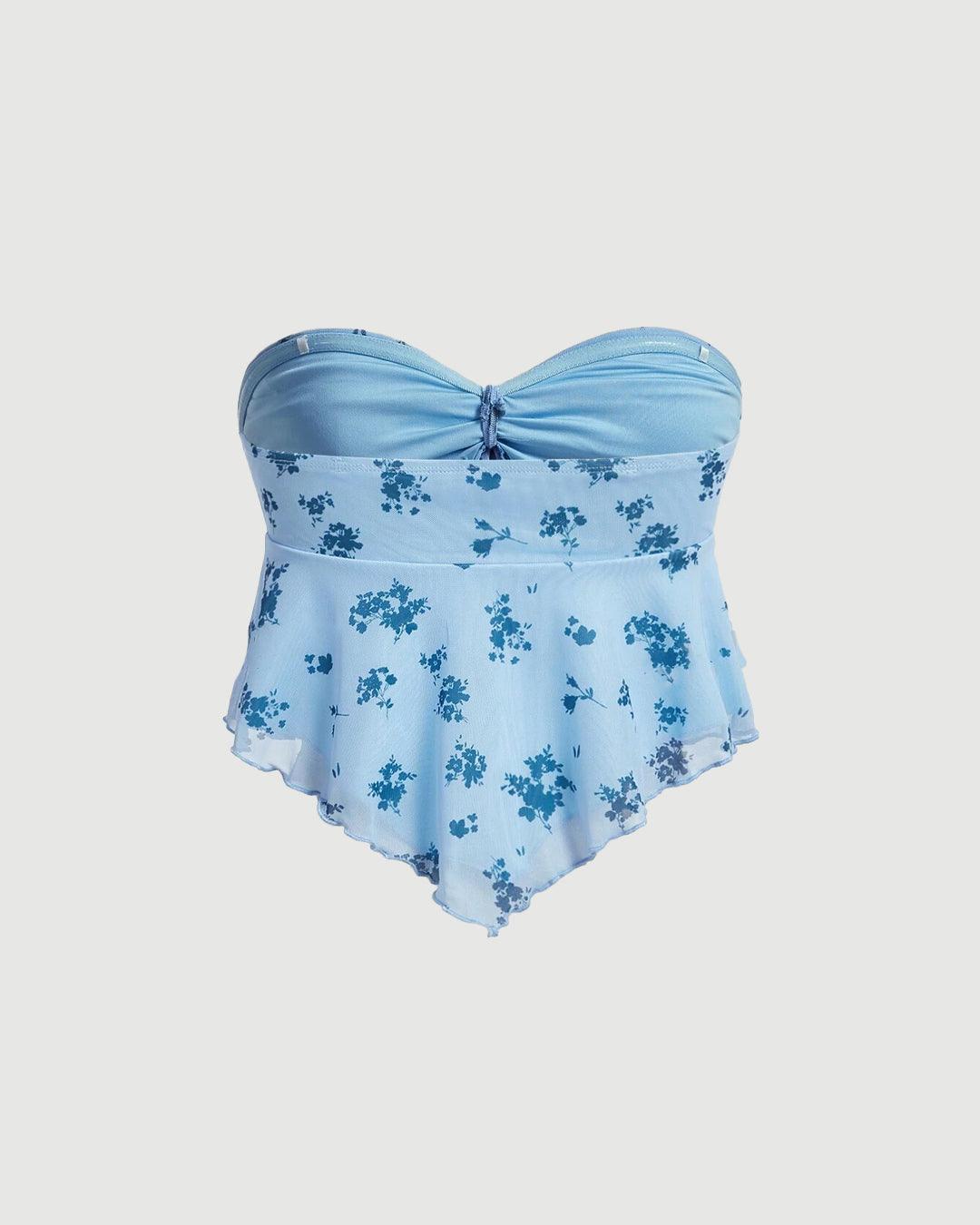 Strapless Top With Ditsy Floral Print - Image 3
