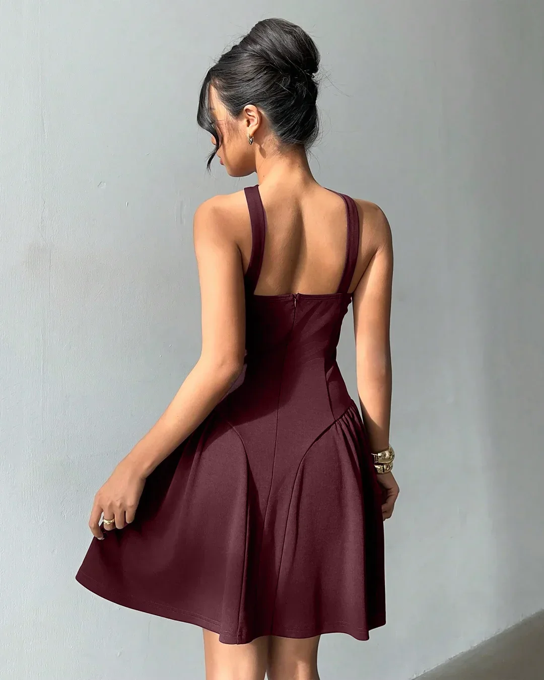 Strapless Tube Mini Dress in Maroon - Image 2