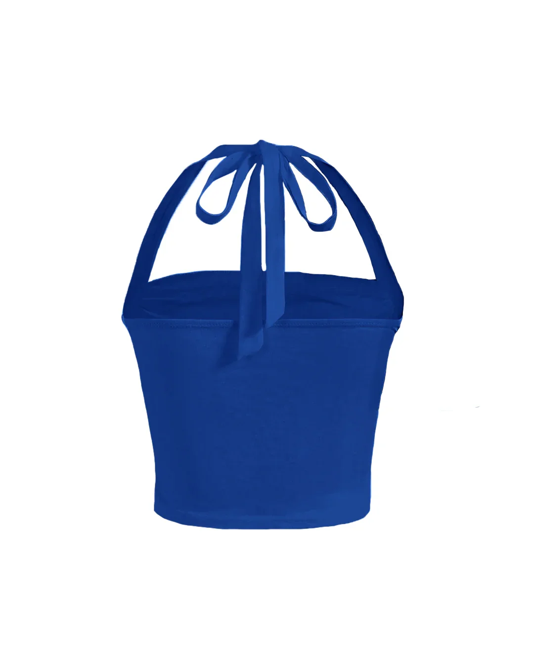Strappy Back Ruched Halter Neck Crop Top in Surf Blue - Image 2