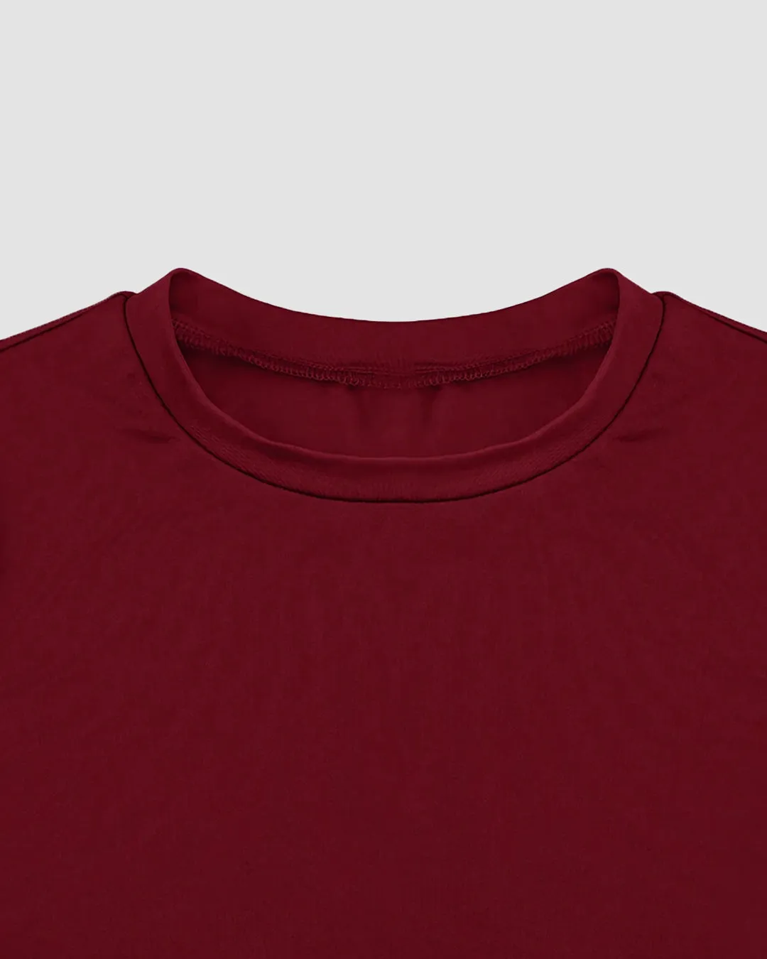 Stretch Fit Long Sleeve Crop Tee In Burgundy - Image 3