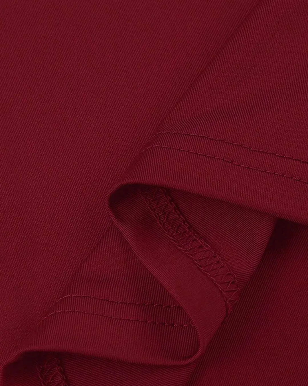 Stretch Fit Long Sleeve Crop Tee In Burgundy - Image 4