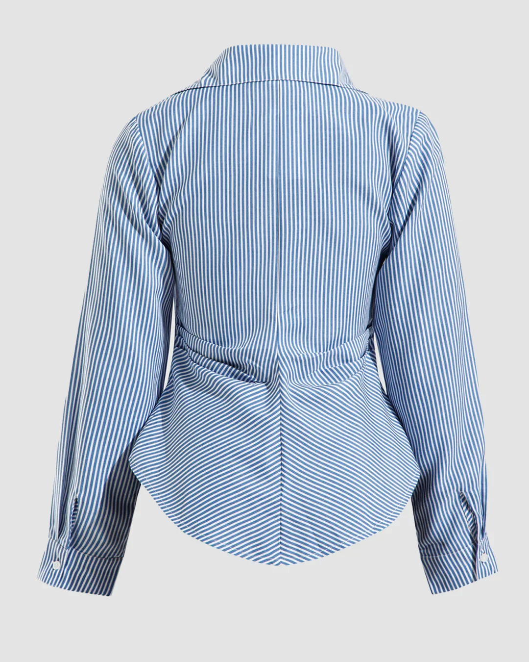 Striped Asymmetrical Wrap Shirt with Full Sleeves - Image 2