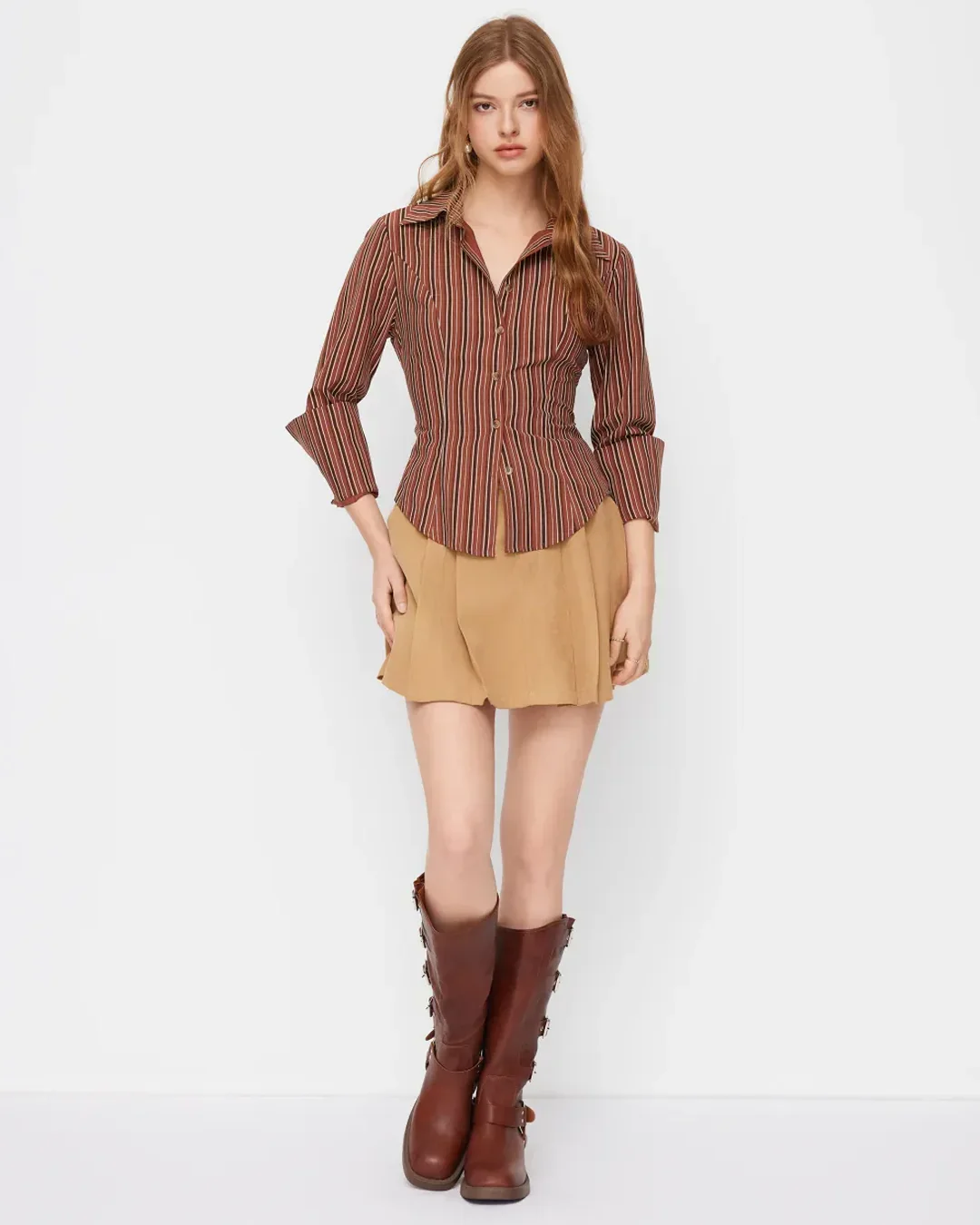 Striped Collared Fitted Full Sleeve Shirt - Image 3