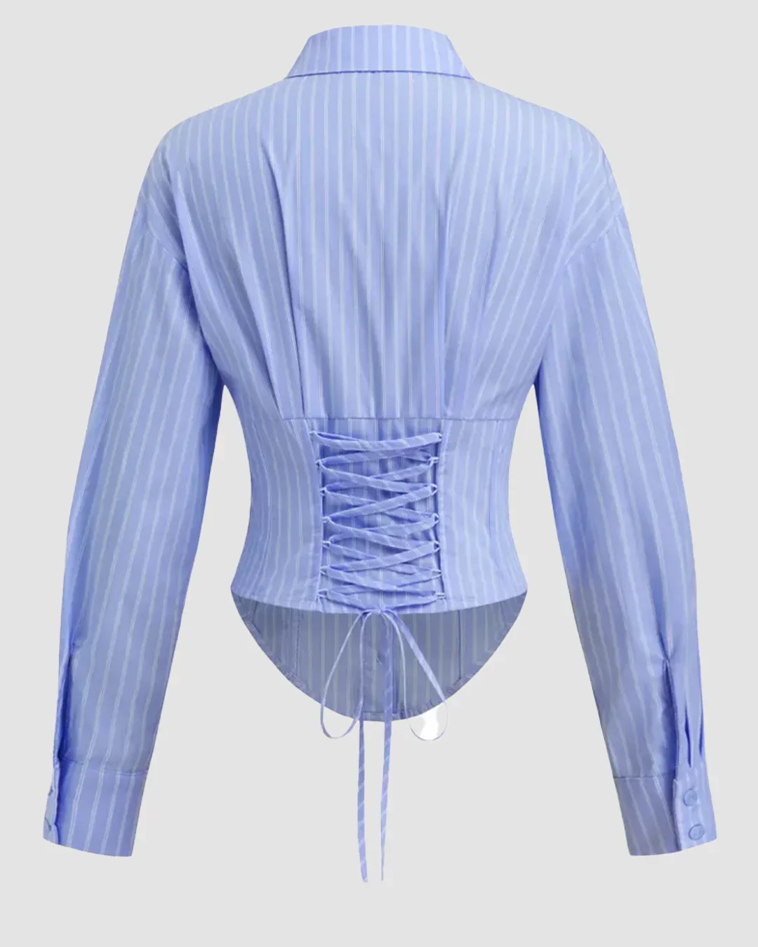 Striped Front Button Collar Full Sleeve Top - Image 2