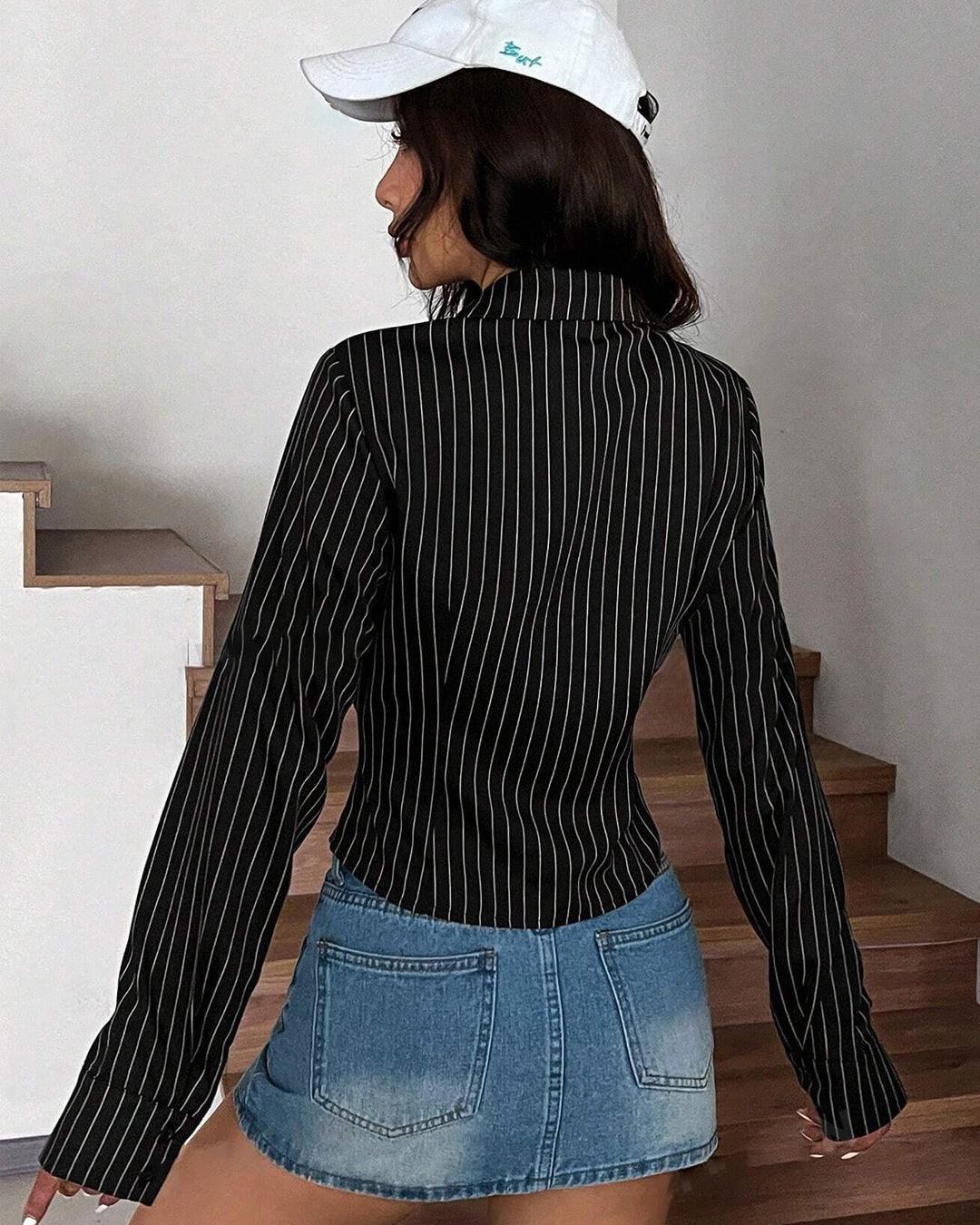 Formal Black And White Check Collared Full Sleeve Shirt - Image 3