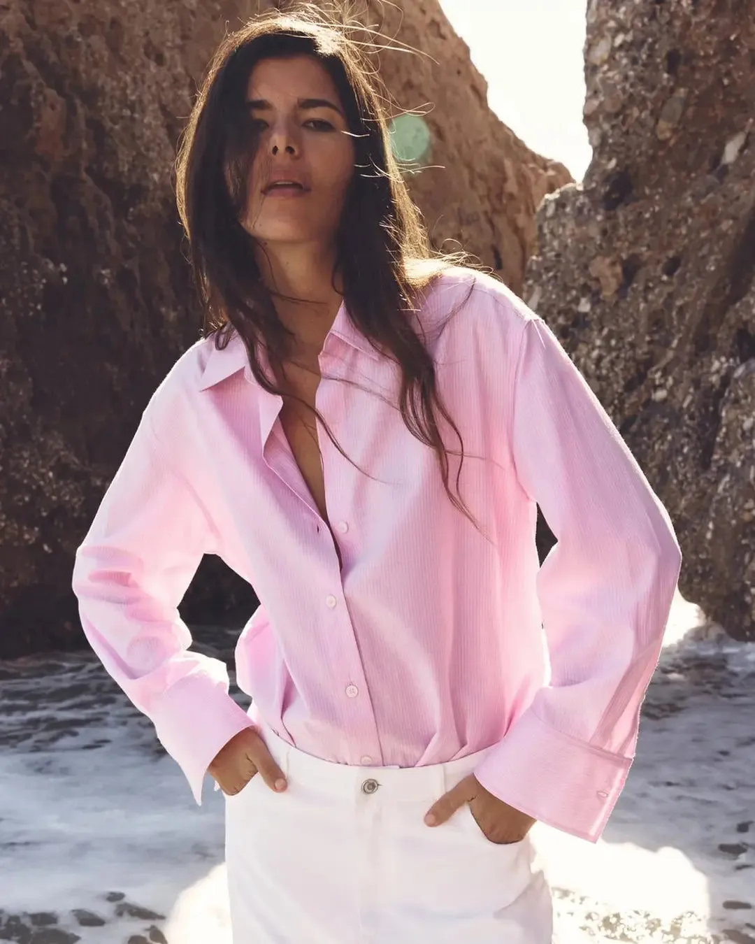 Collared Button Down Full Sleeve Formal Shirt in Pink - Image 4