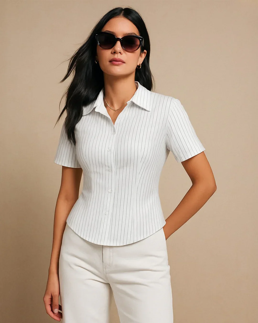 Striped Printed Short Sleeve Shirt - Image 2
