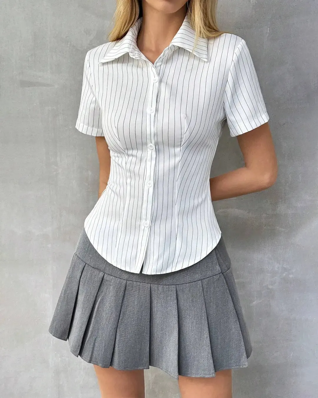 Striped Printed Short Sleeve Shirt - Image 3