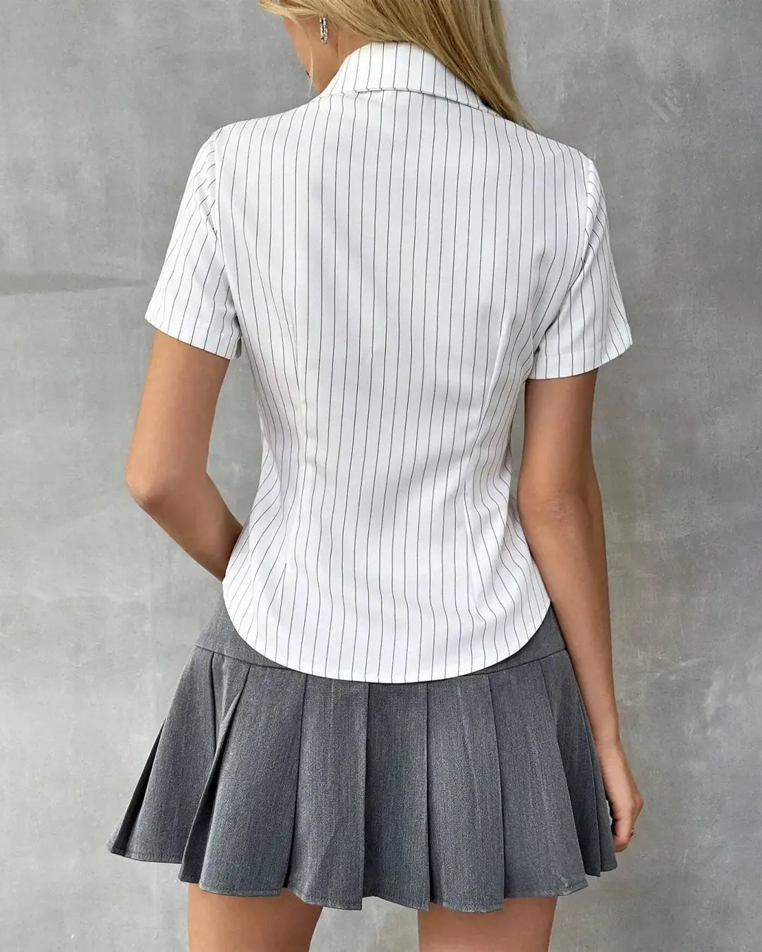 Striped Printed Short Sleeve Shirt - Image 4