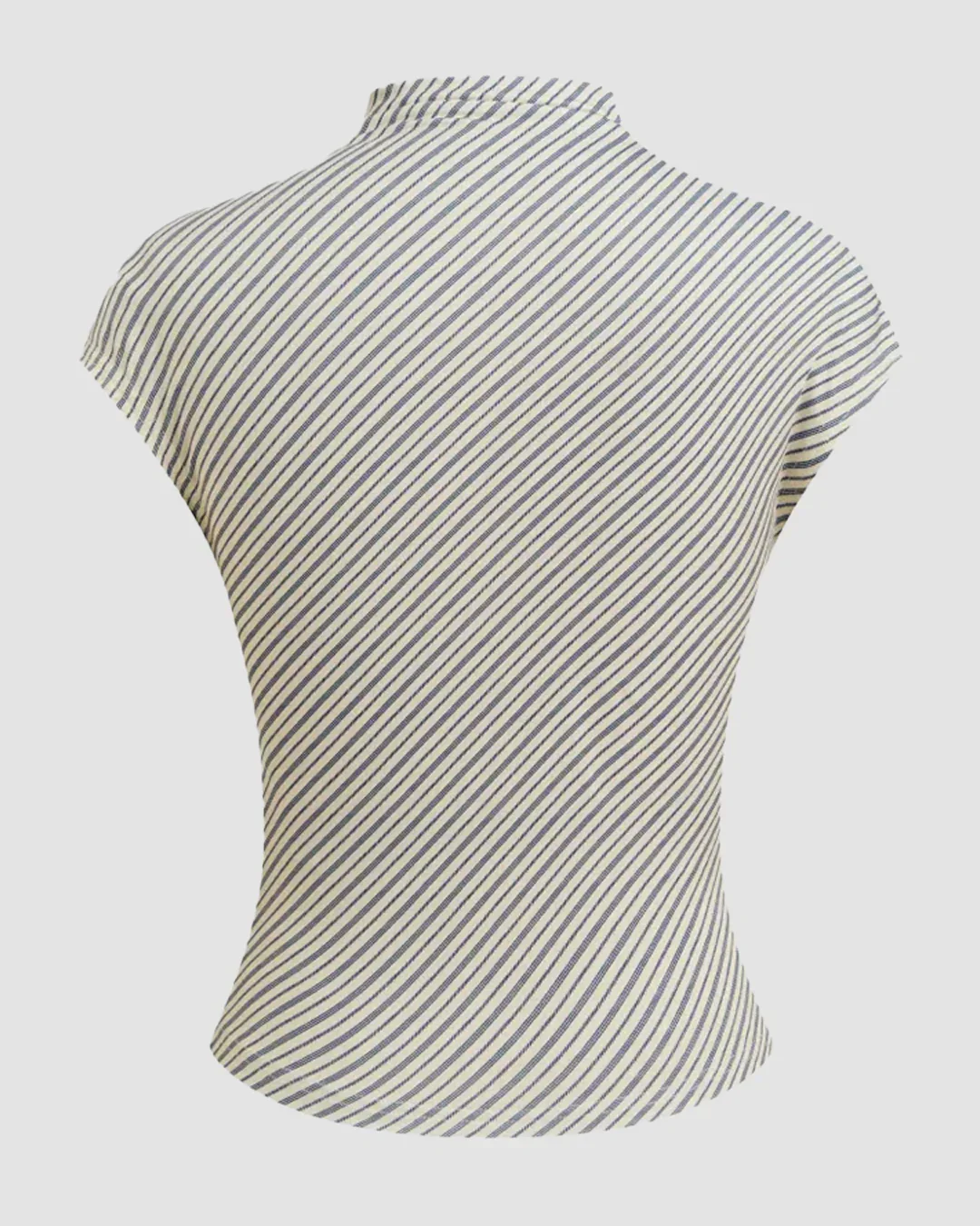 Striped Ribbed Fitted High Neck Top - Image 2