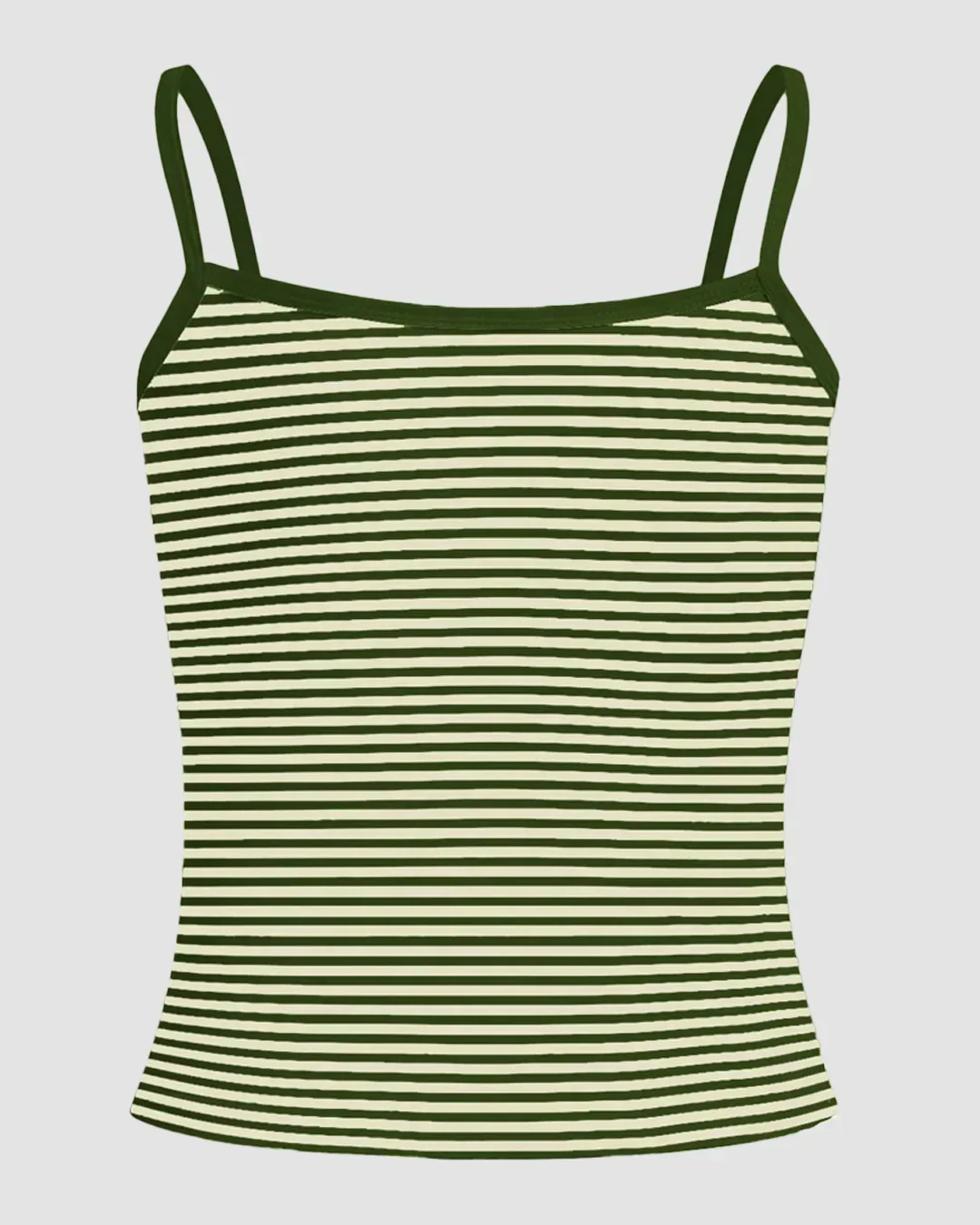 Striped Scoop Neck Fitted Cami Top with Spaghetti Straps - Image 2
