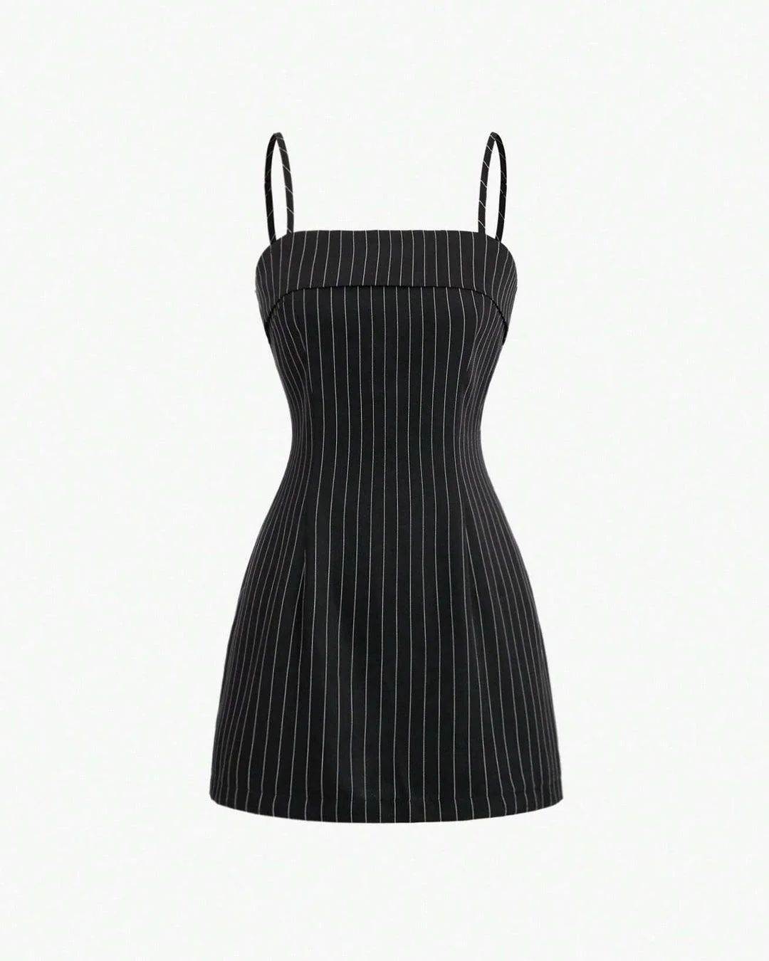 Striped Shirt With Lapel Collar & Spaghetti Strap Dress Set - Image 4
