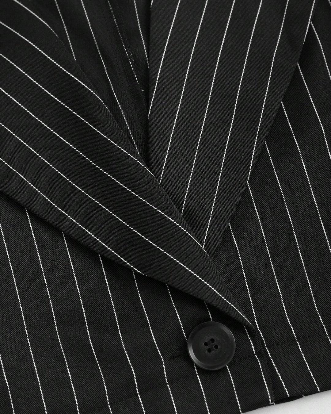 Striped Shirt With Lapel Collar & Spaghetti Strap Dress Set - Image 6
