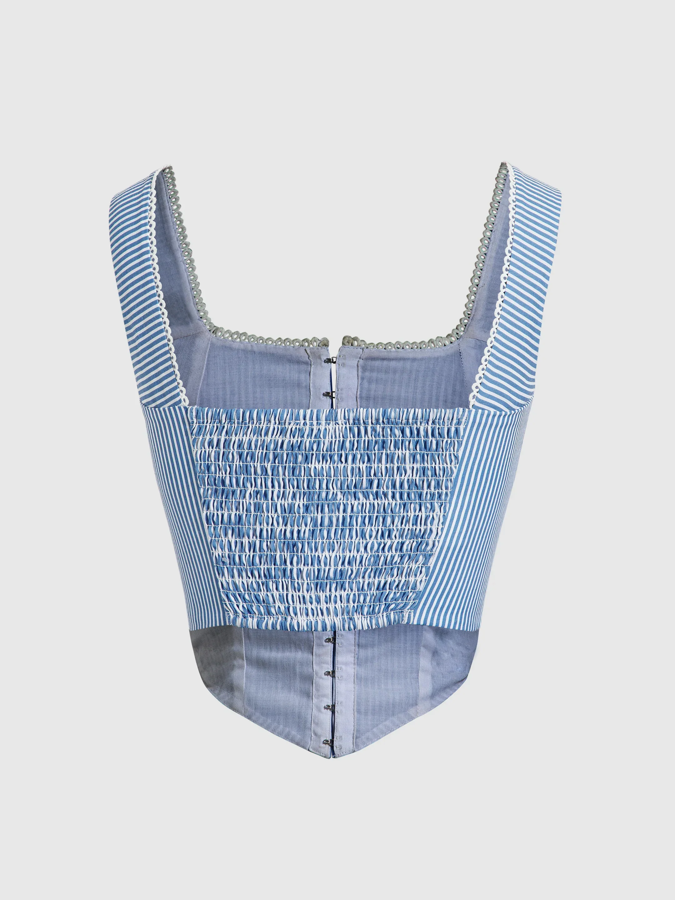 Striped Sleeveless Crop Top with Square Neckline - Image 2
