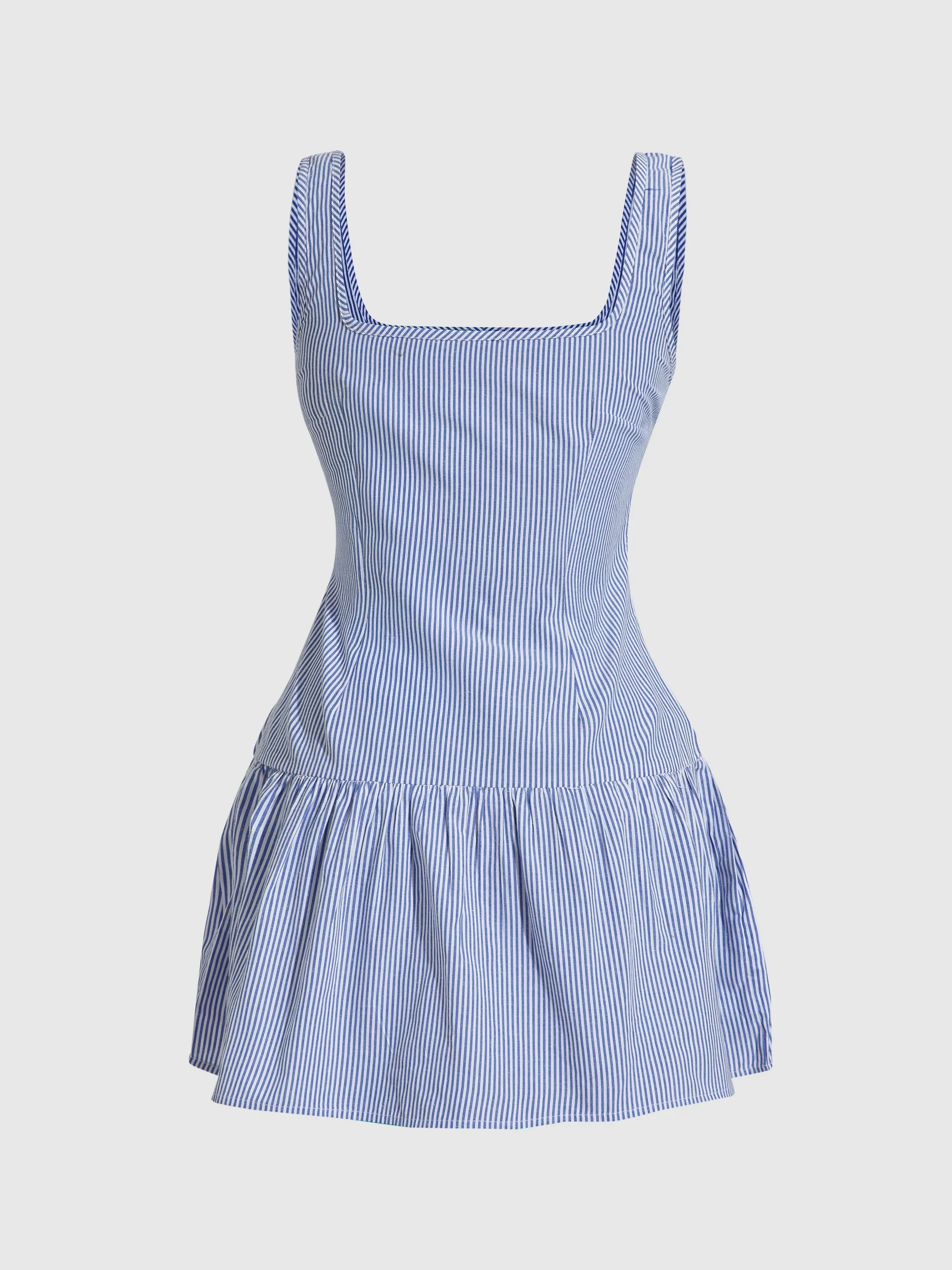 Striped Sleeveless Mini Dress with Square Neckline - Image 2