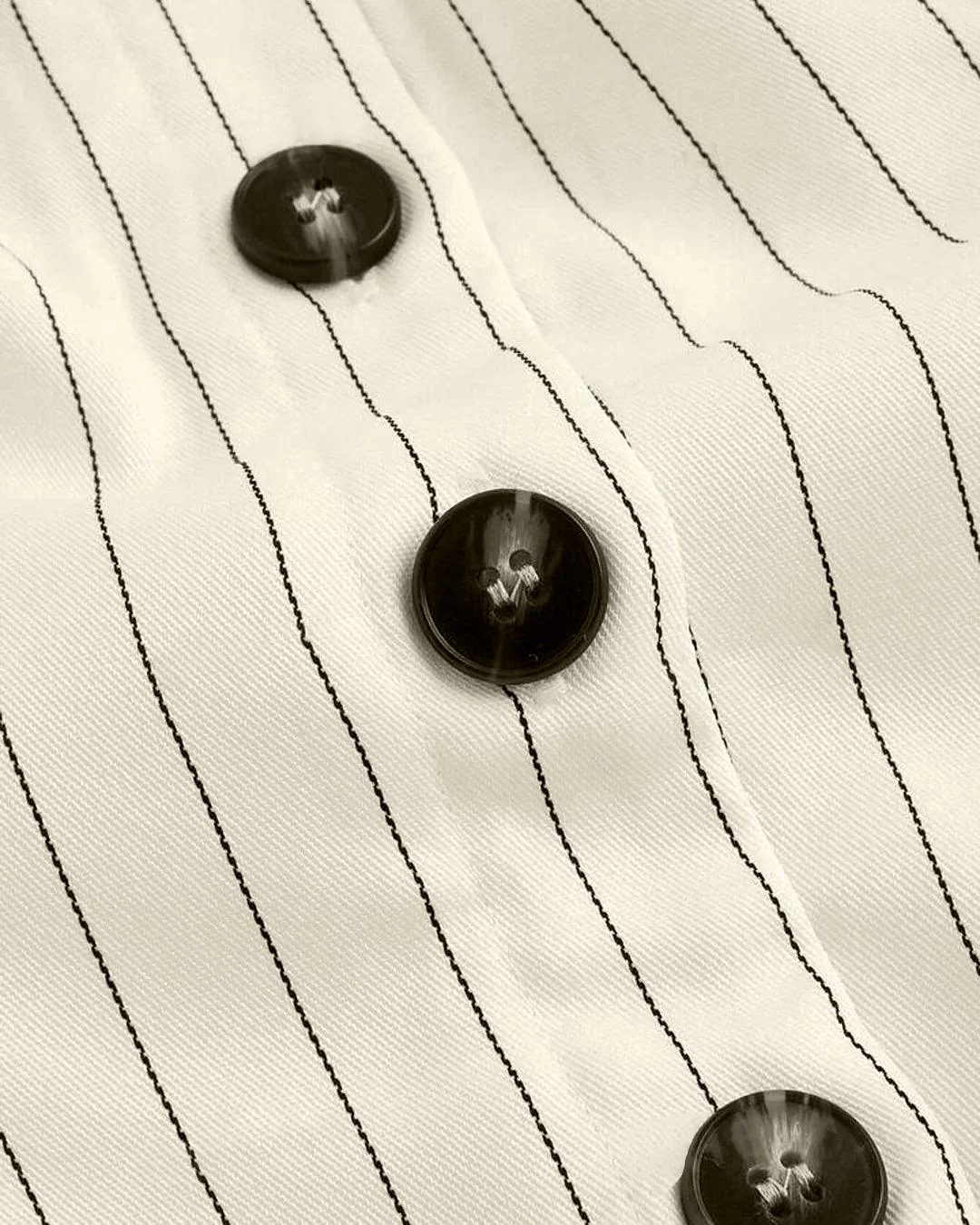 Striped Suit Off-White Fabric Button Front Bandeau Top - Image 4