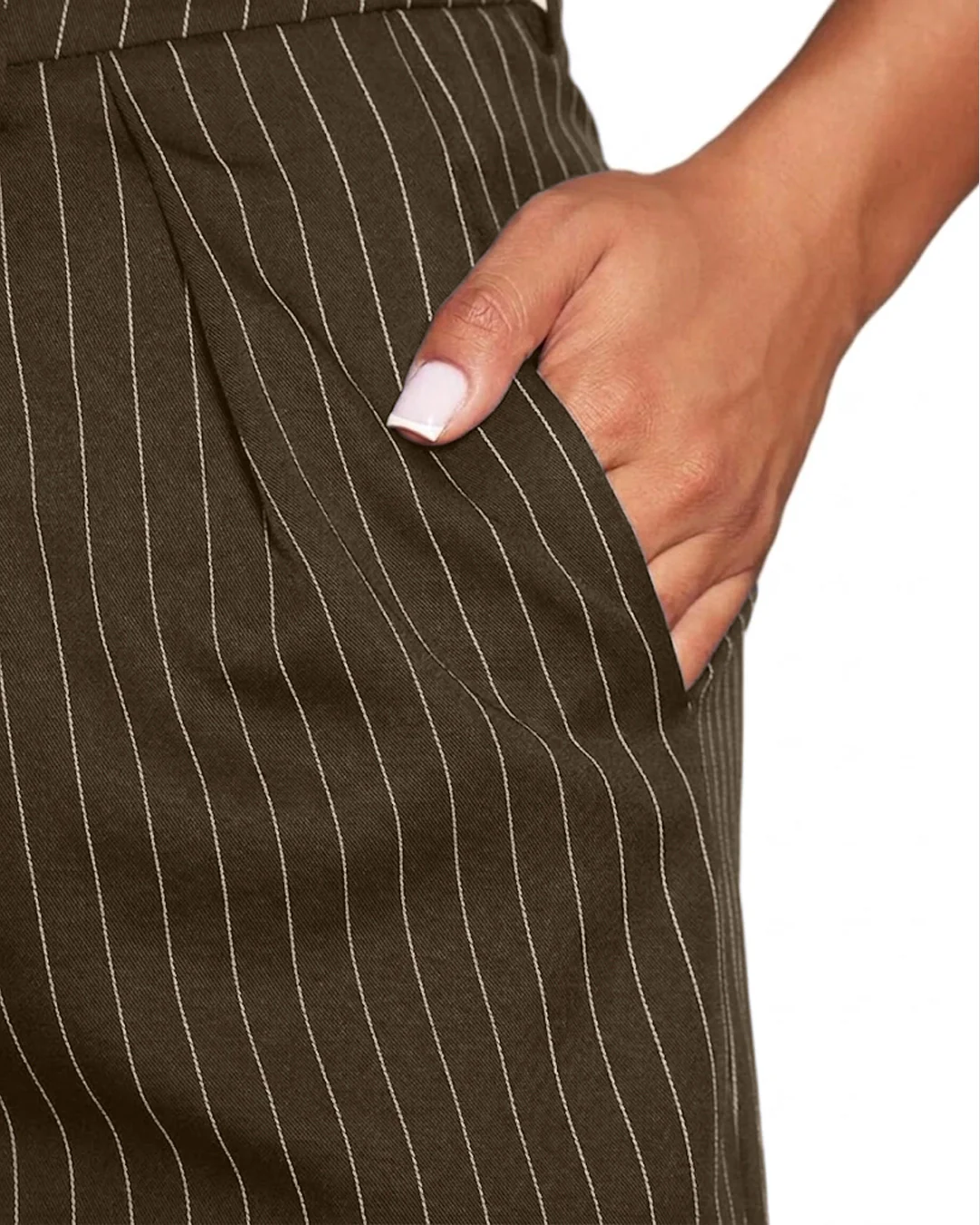 Striped Suit Pants High Waist Trousers in Brown - Image 3