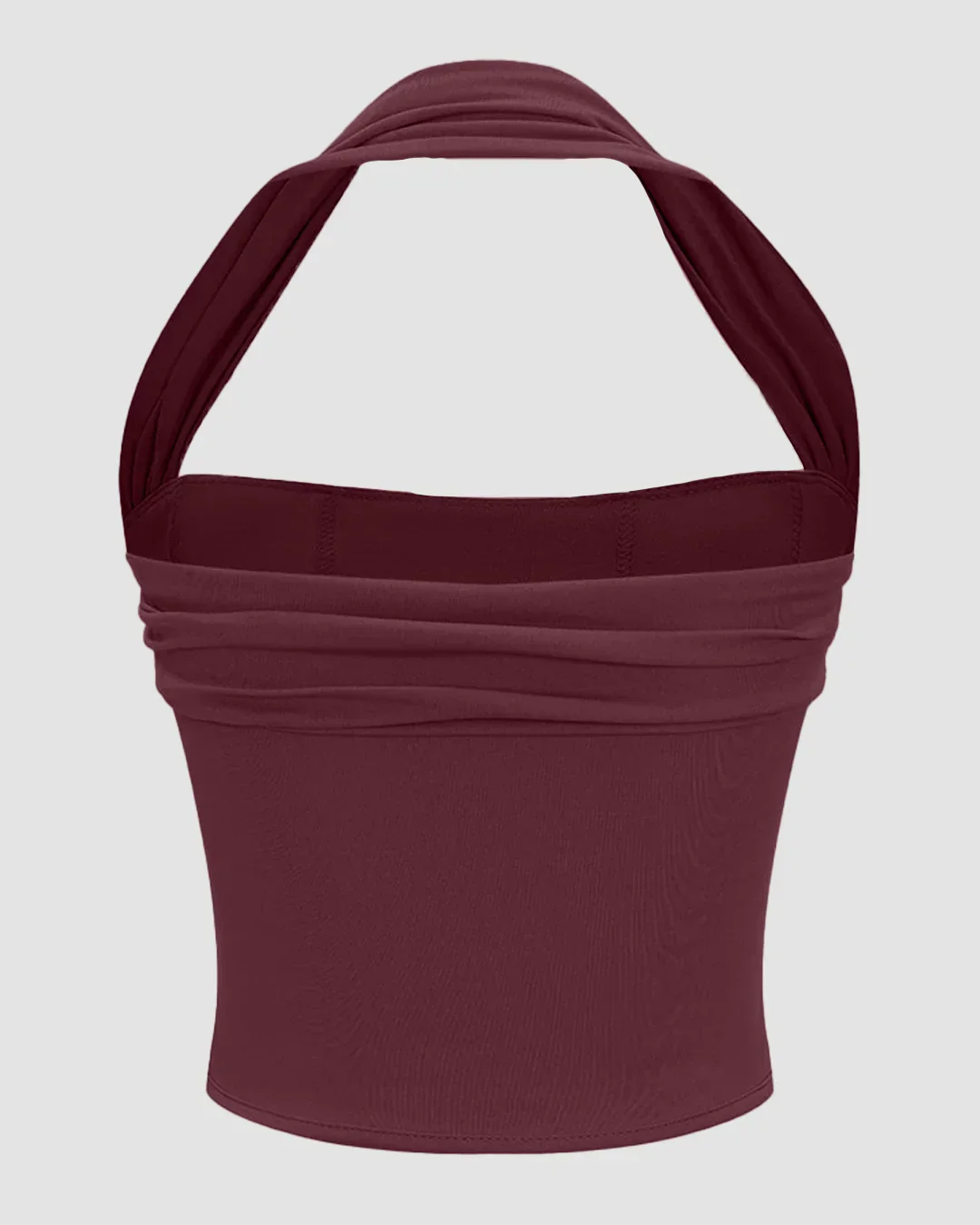 Structured Corset Style Halter Neck Top in Maroon - Image 2