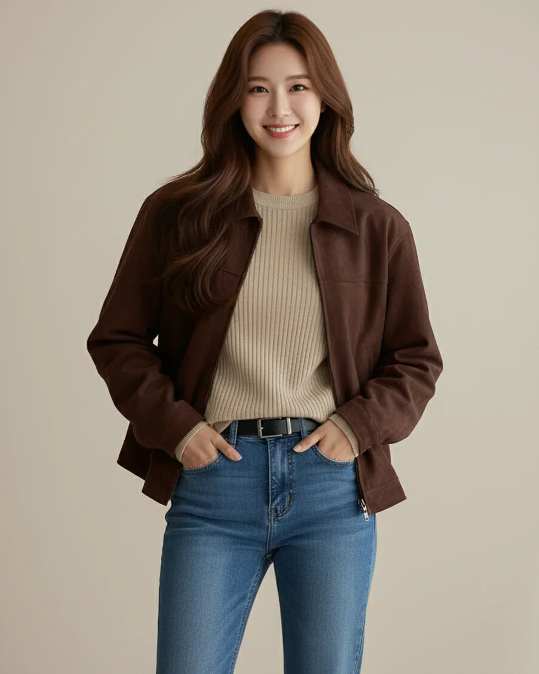 Suede Brown Button Down Full Sleeve Jacket - Image 2