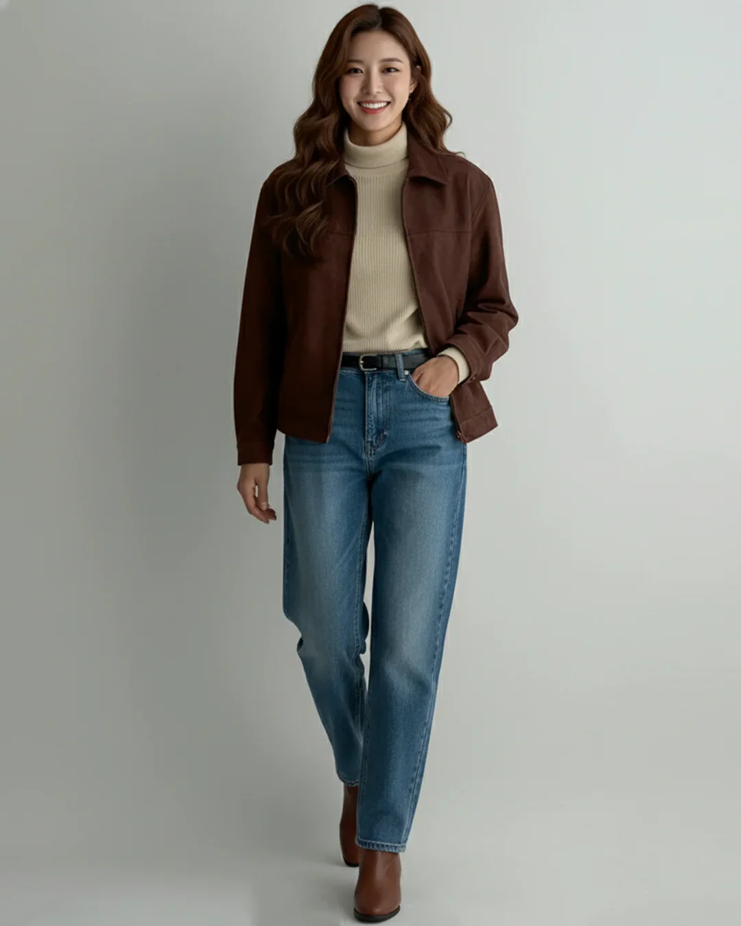 Suede Brown Button Down Full Sleeve Jacket - Image 4