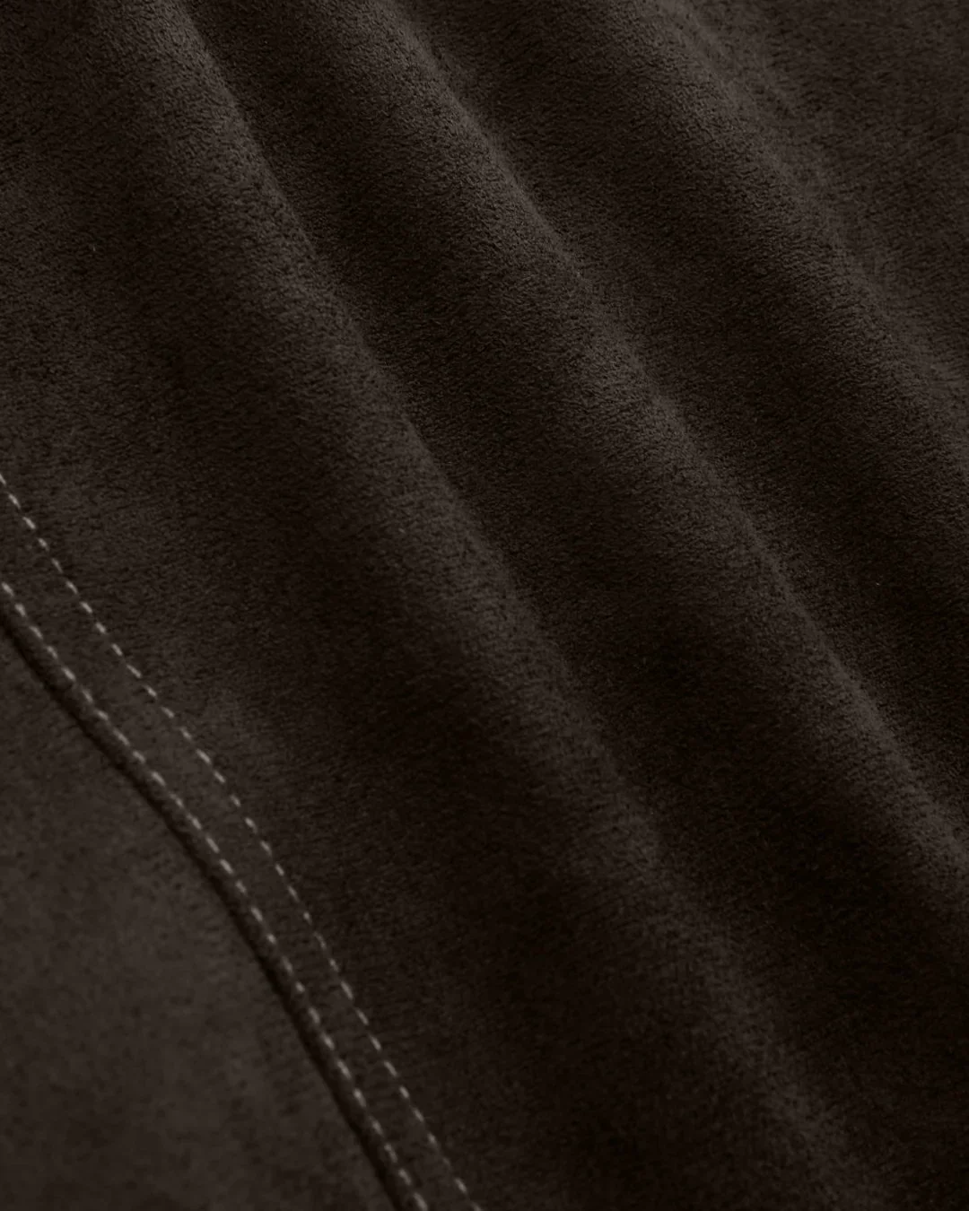 Suede Low Rise Solid Button Mini Skirt in Coco - Image 4