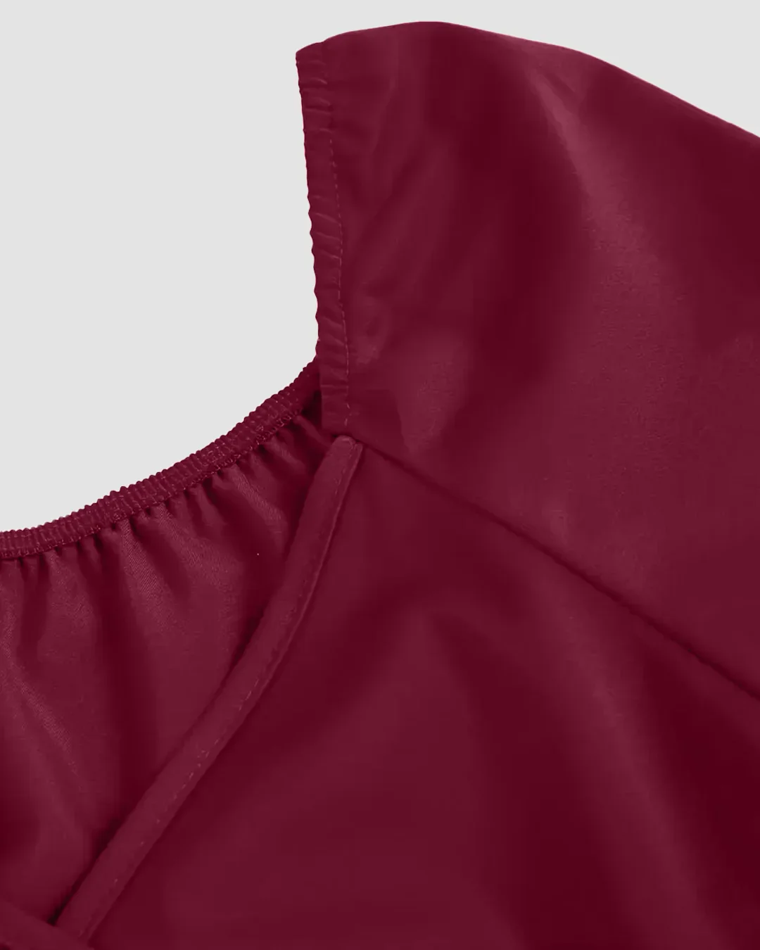 Sweetheart Neck Balloon Sleeve Back Tie Crop Top in Raspberry - Image 3