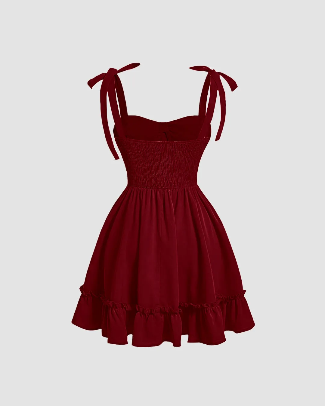 Sweetheart Neck Cherry Dress with Lace-Up Waist - Image 3