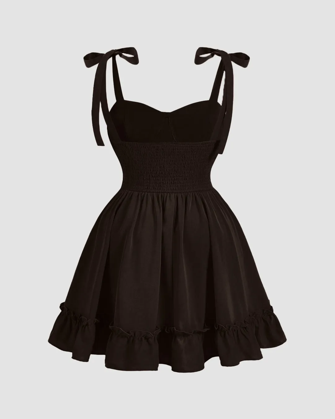 Sweetheart Neck Chocolate Dress with Lace-Up Waist - Image 2