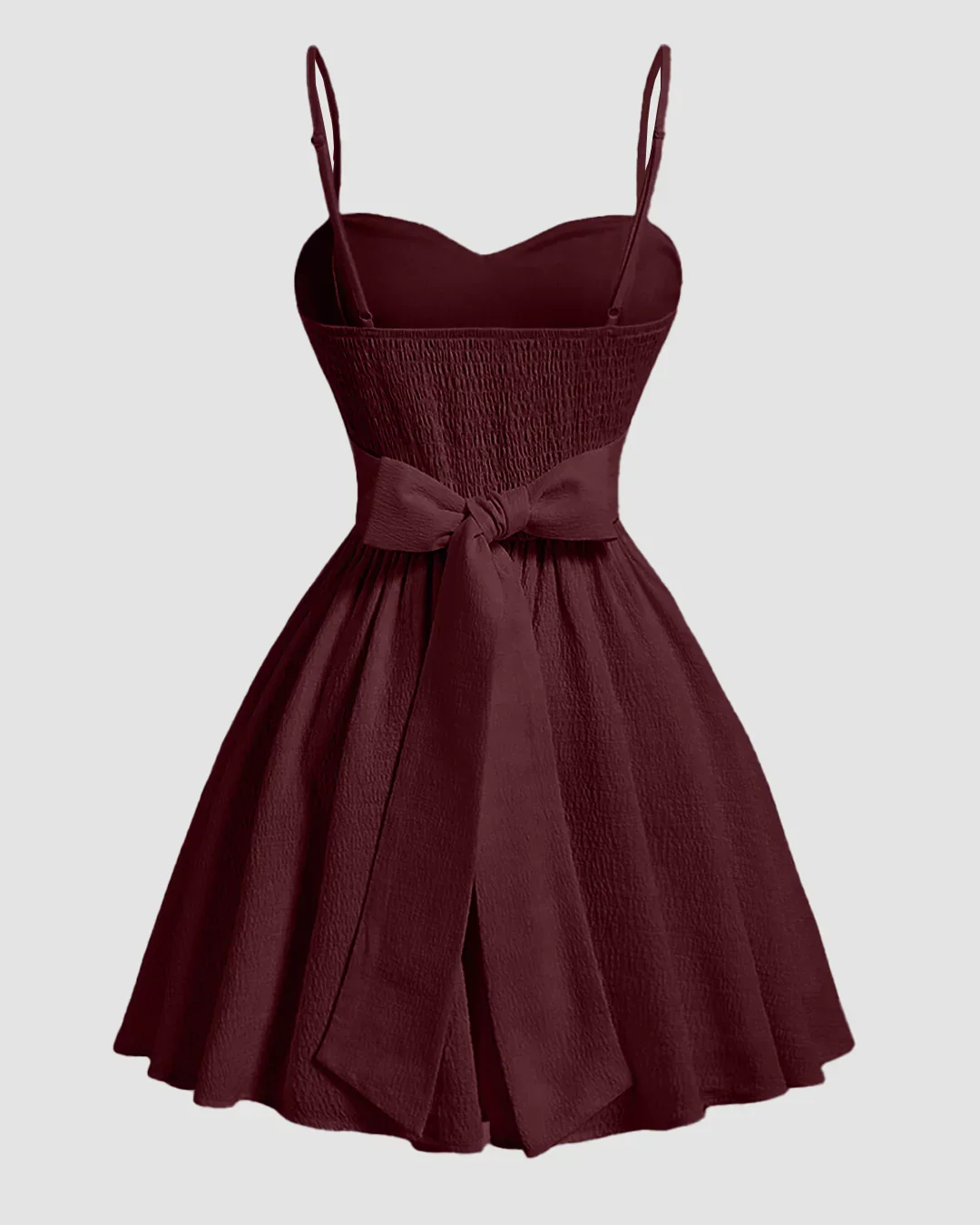 Sweetheart Neck Fit & Flare Sleeveless Mini Dress in Maroon - Image 2