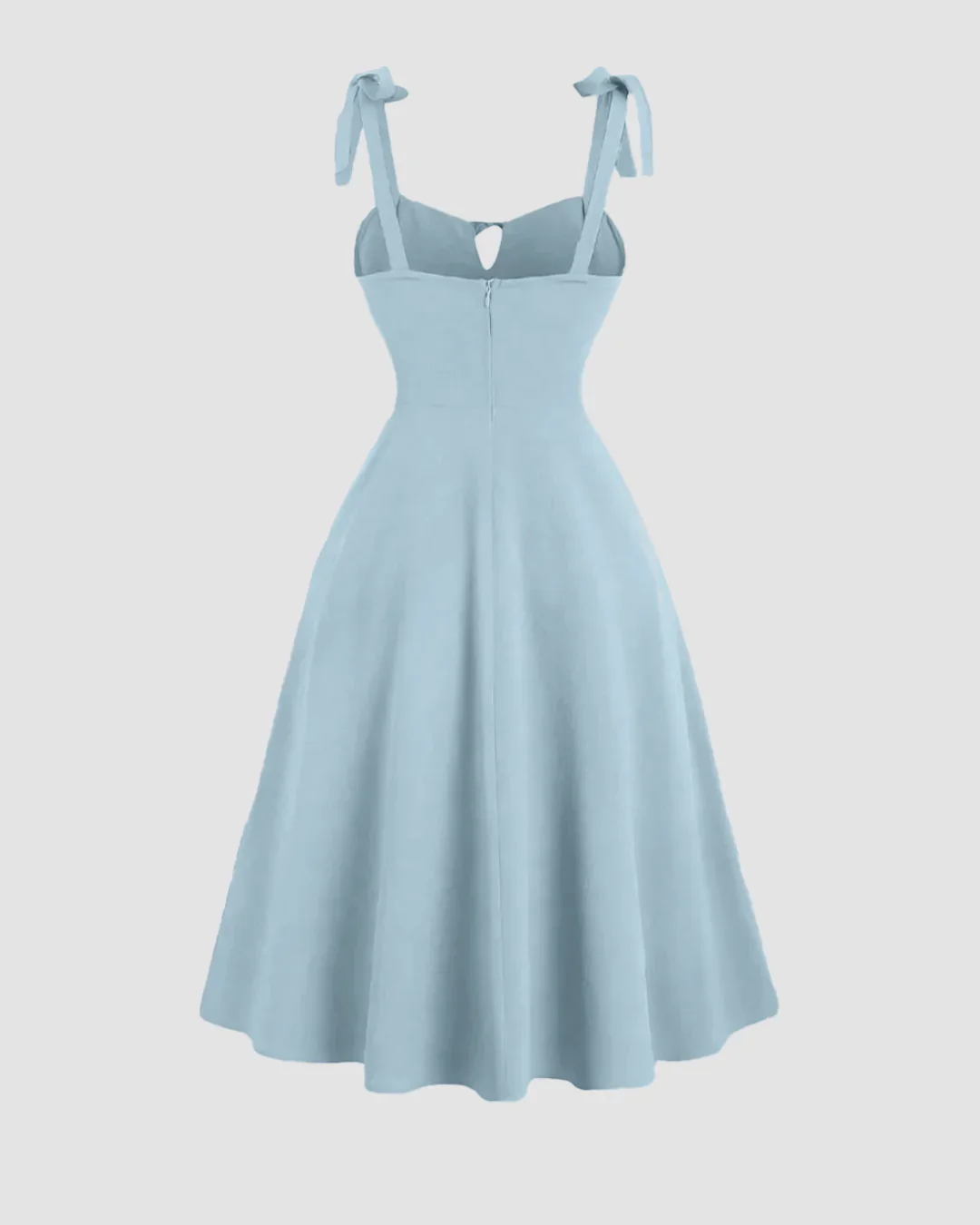 Sweetheart Neck Midi Dress with Shoulder Ties in Sky Blue - Image 3