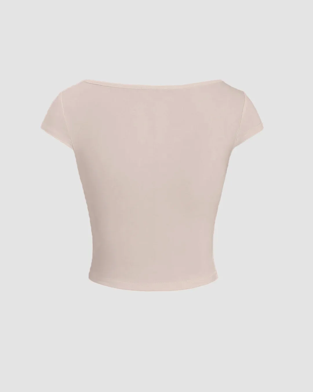 Sweetheart Neck Ruched Crop Top In Beige - Image 2