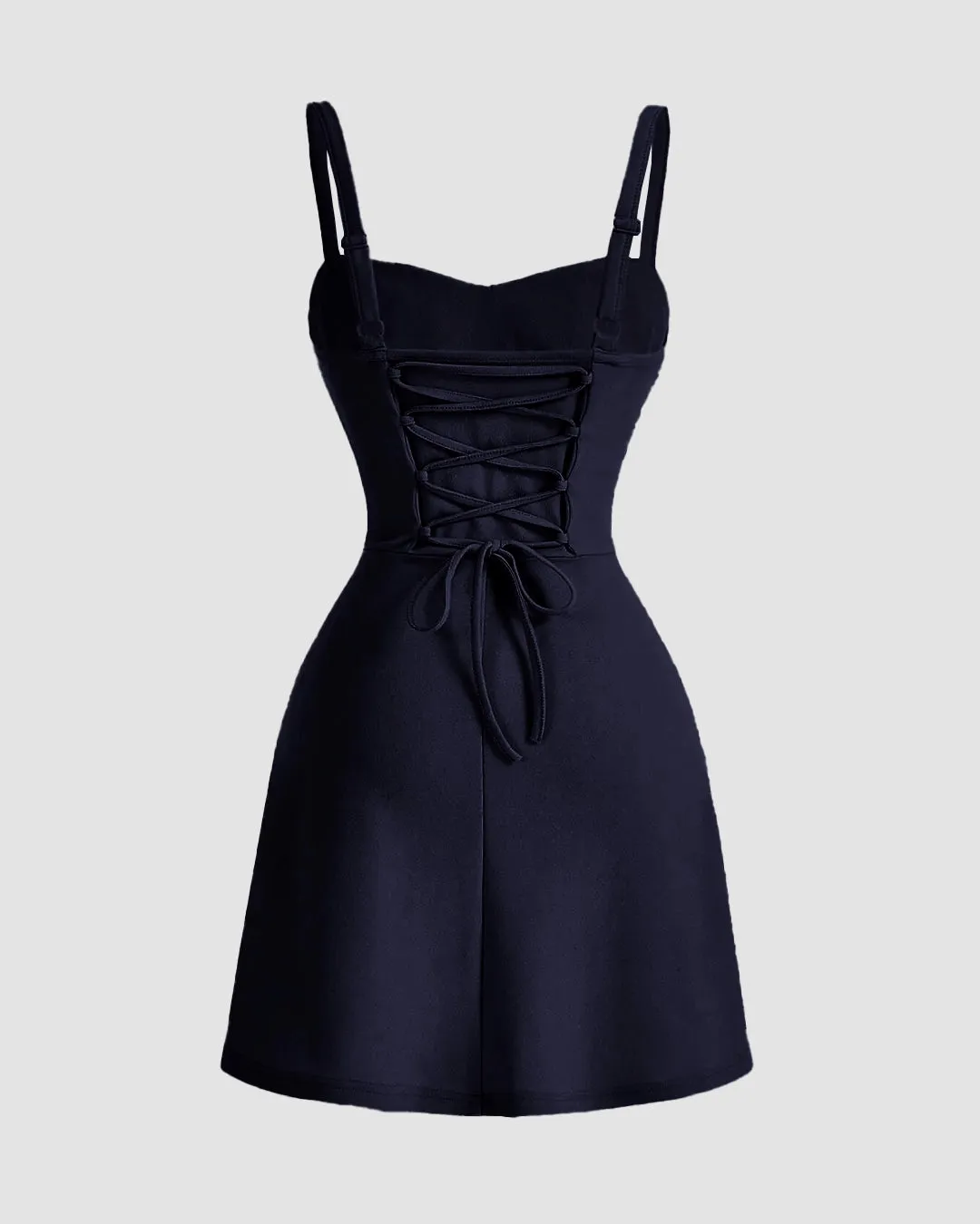 Sweetheart Neck Ruched Mini Dress In Dark Navy - Image 2