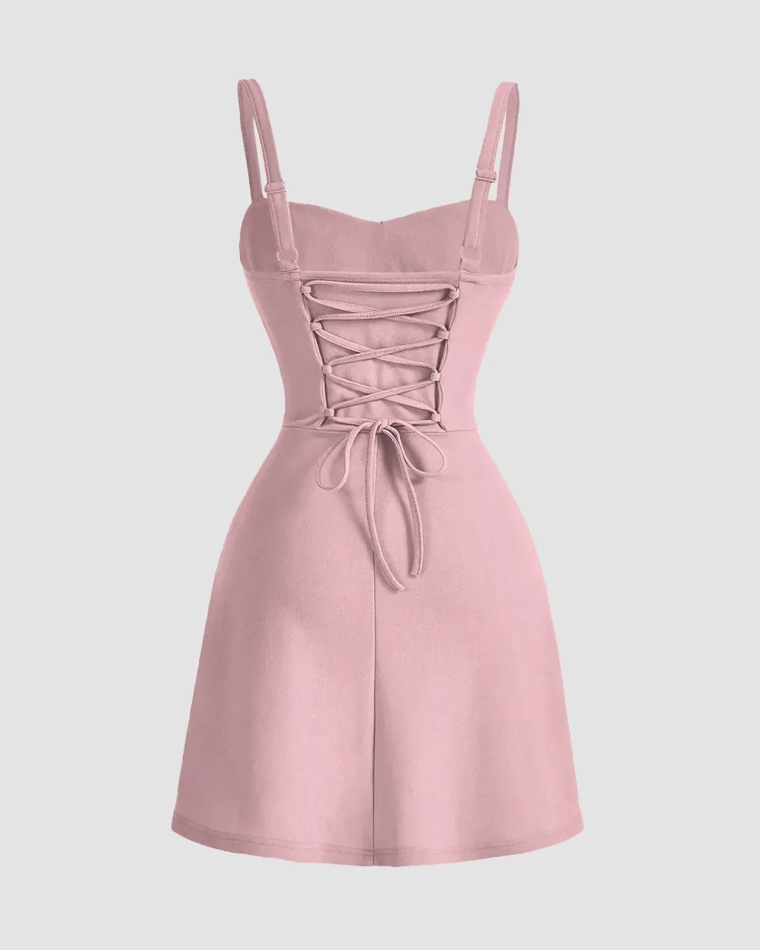 Sweetheart Neck Ruched Mini Dress In Dusty Pink - Image 3