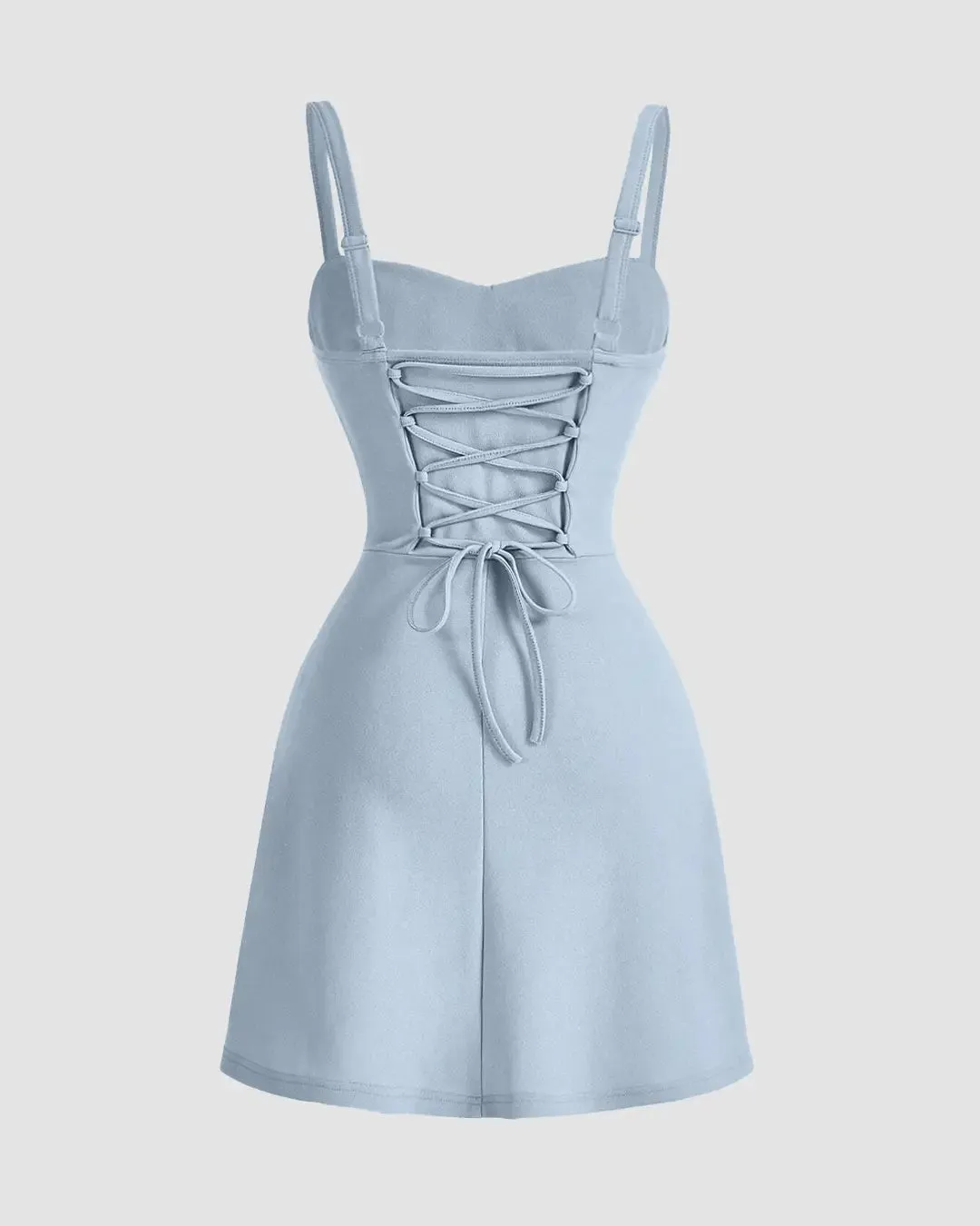 Sweetheart Neck Ruched Mini Dress in Ice Blue - Image 2