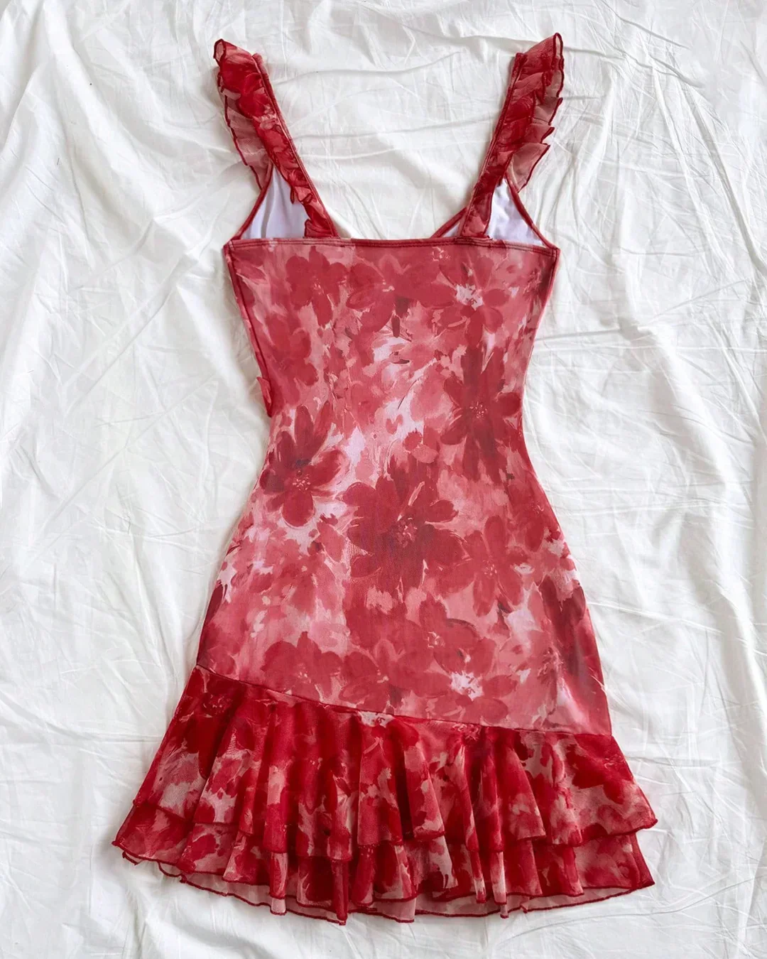 Sweetheart Neck Ruffle Strap Ruched Mini Dress - Image 2