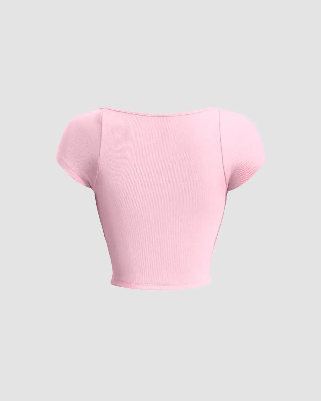 Sweetheart Neck Sheer Cap Sleeve Top in Baby Pink - Image 2