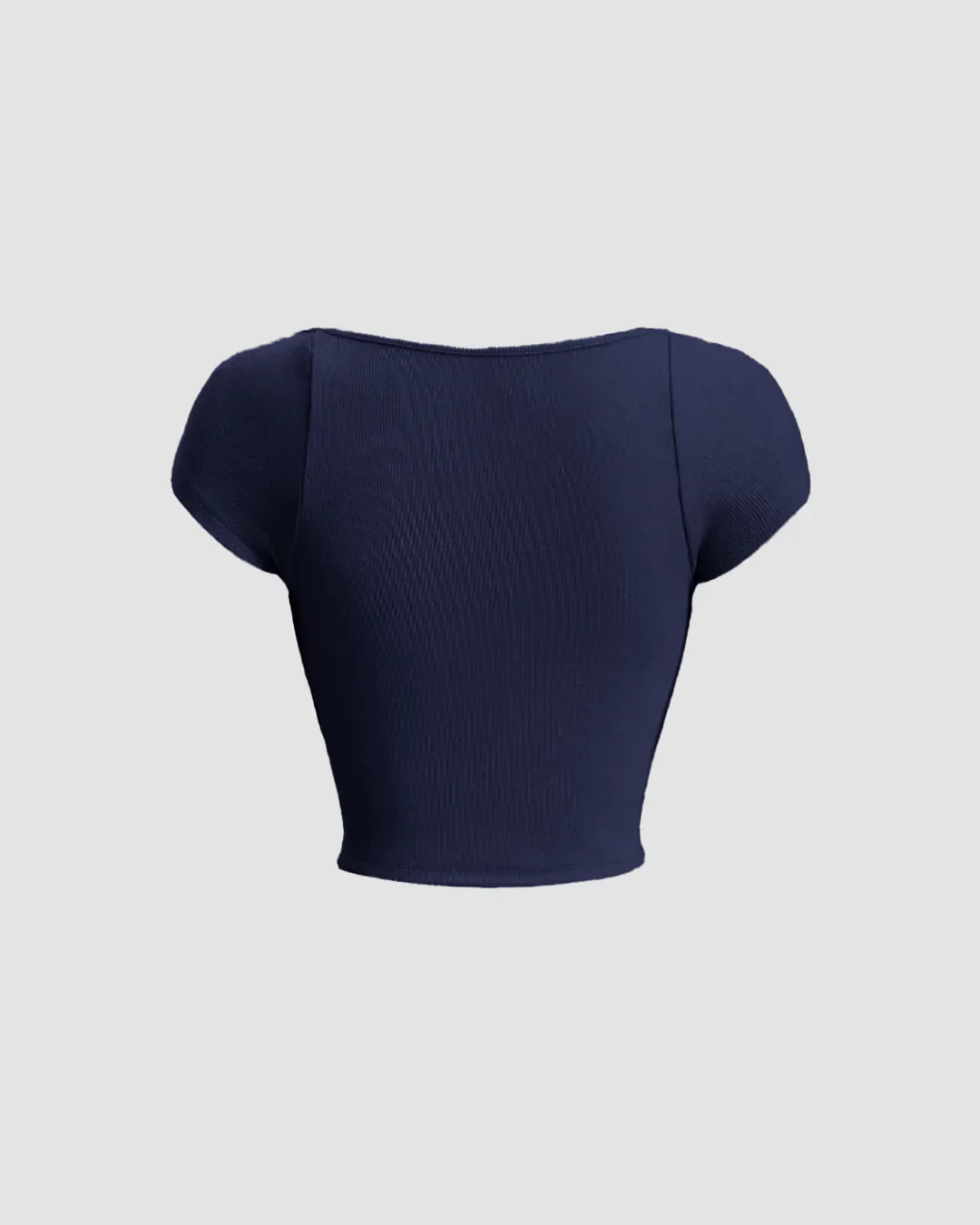 Sweetheart Neck Sheer Cap Sleeve Top in Navy Blue - Image 2