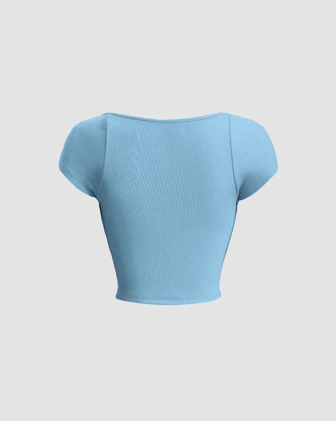 Sweetheart Neck Sheer Cap Sleeve Top in Powder Blue - Image 2