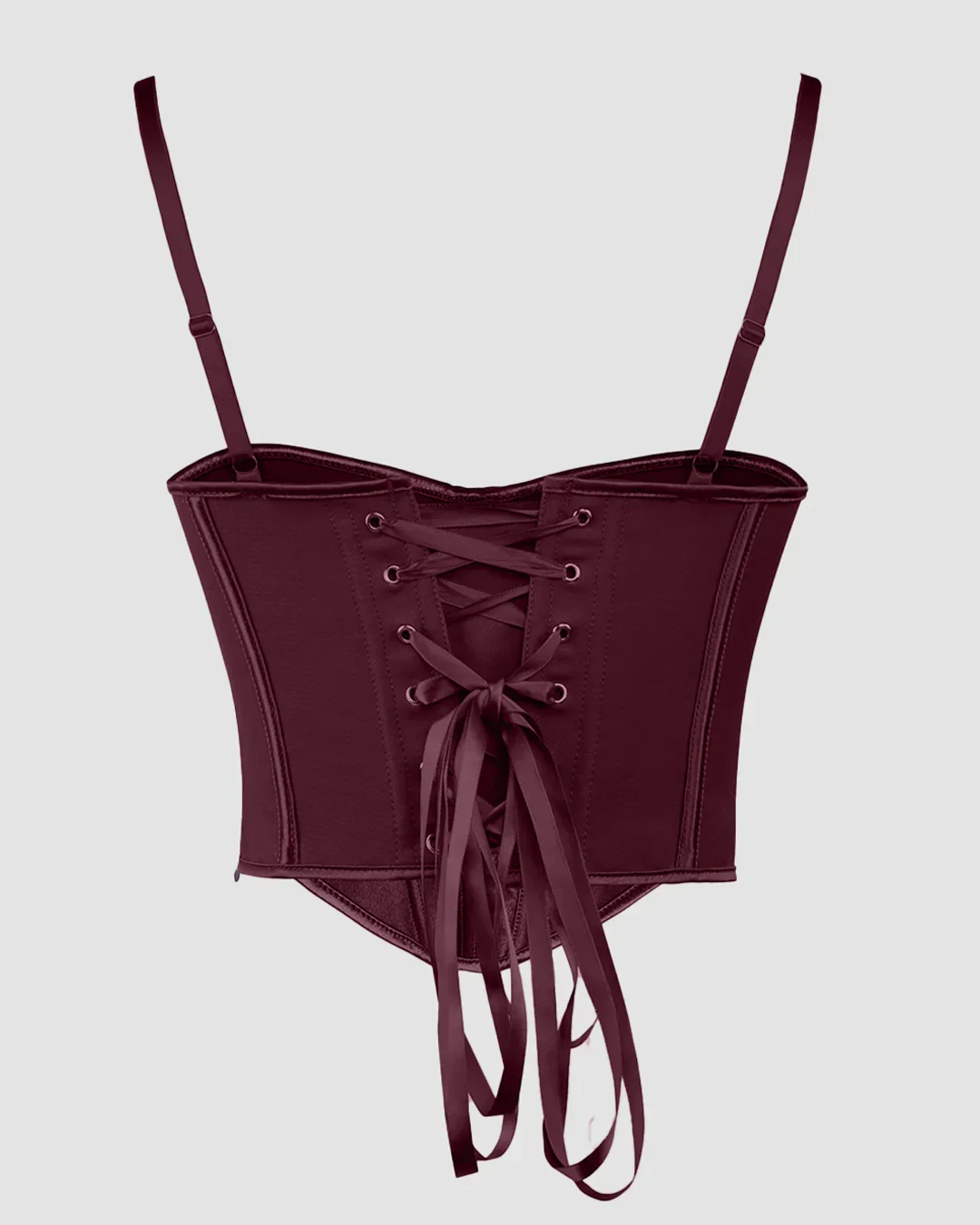 Sweetheart Neck Slim Fit Solid Sleeveless Crop Top in Burgundy - Image 2