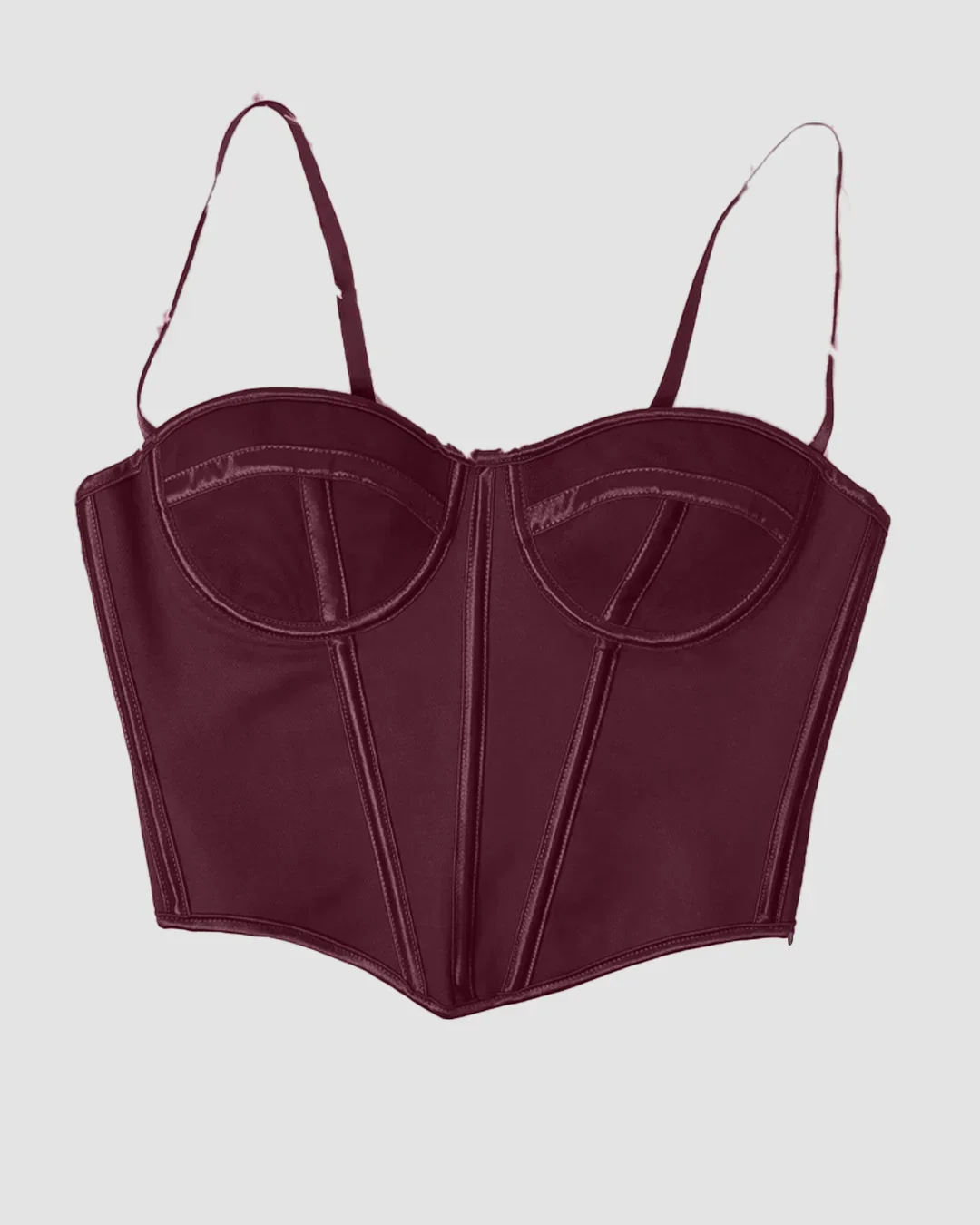 Sweetheart Neck Slim Fit Solid Sleeveless Crop Top in Burgundy - Image 3