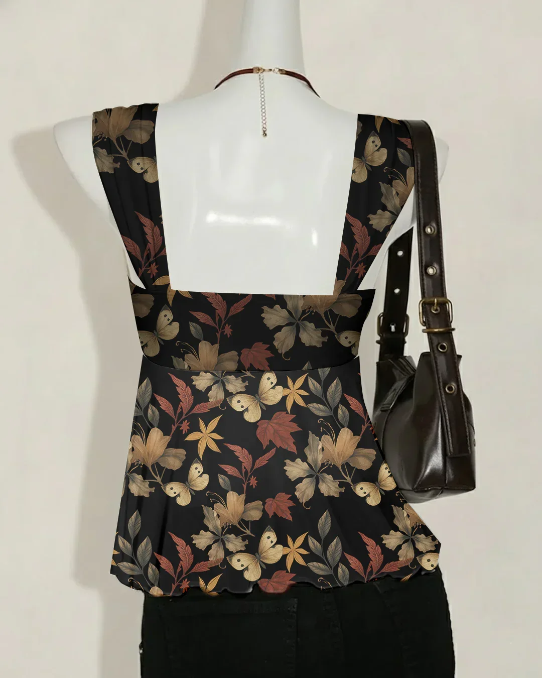 Sweetheart Neck Slim Fit Straight Hem Floral Print Sleeveless Top - Image 2