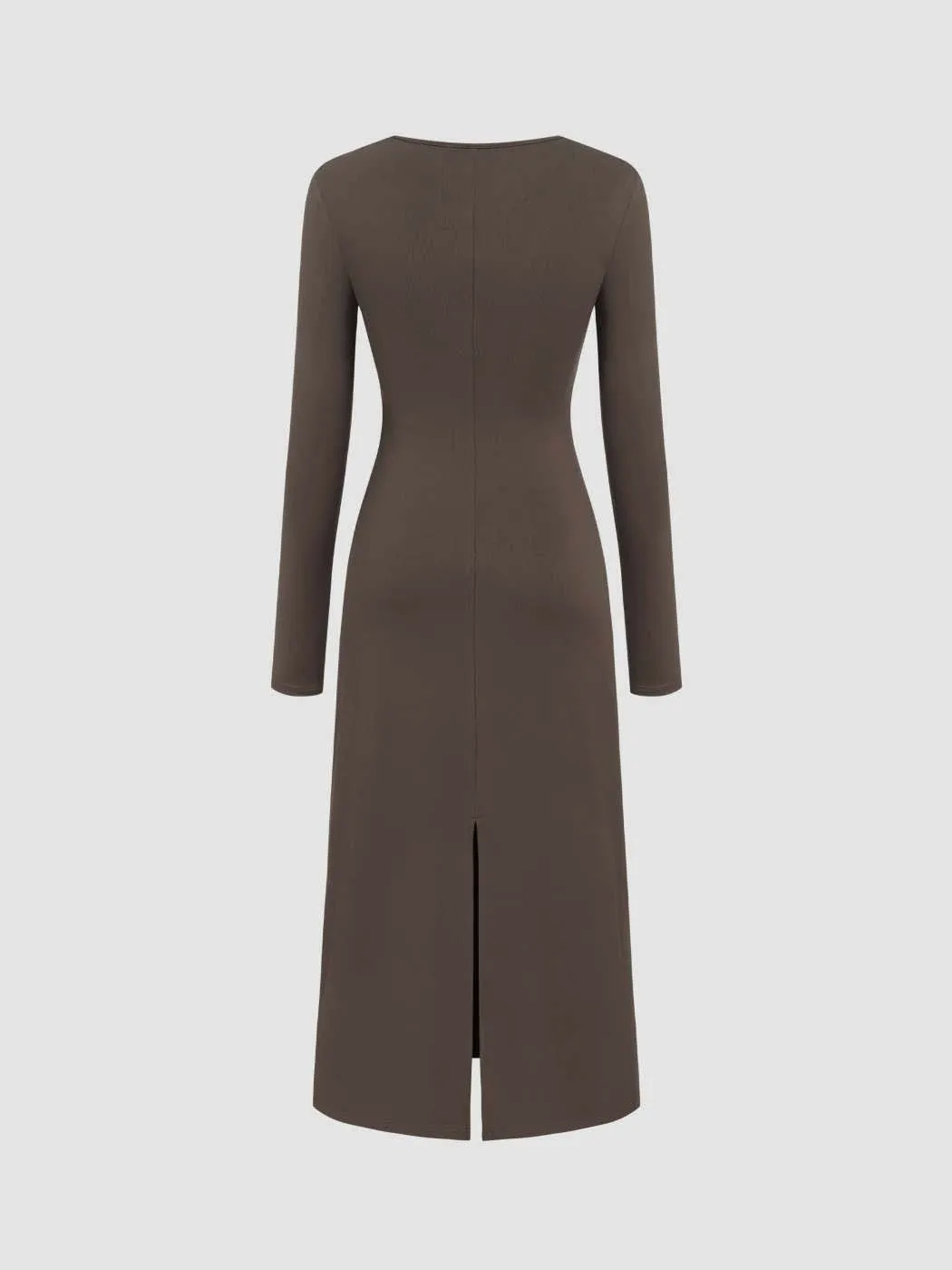 Sweetheart Neck Solid Split Maxi Dress In Chocolate Fondae - Image 5