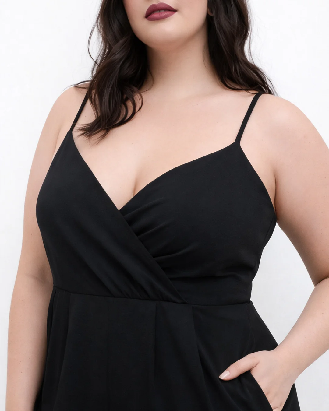 Sweetheart Neck Wrap Wide Leg Jumpsuit Curve & Plus in Black - Image 3