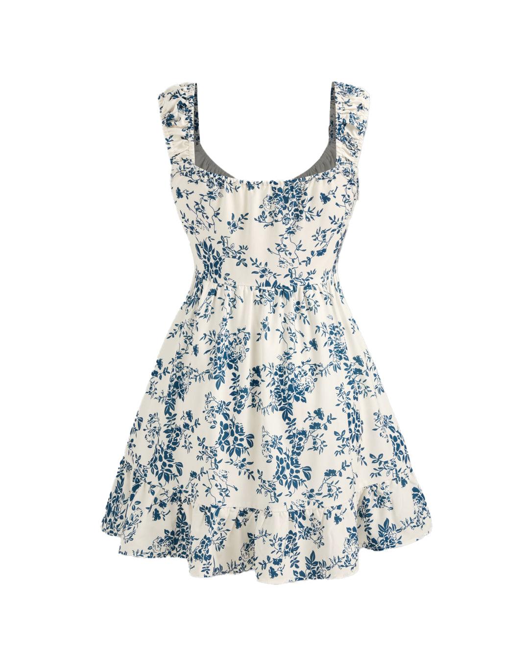 Sweetheart Neckline Floral Knotted Mini Dress - Image 2