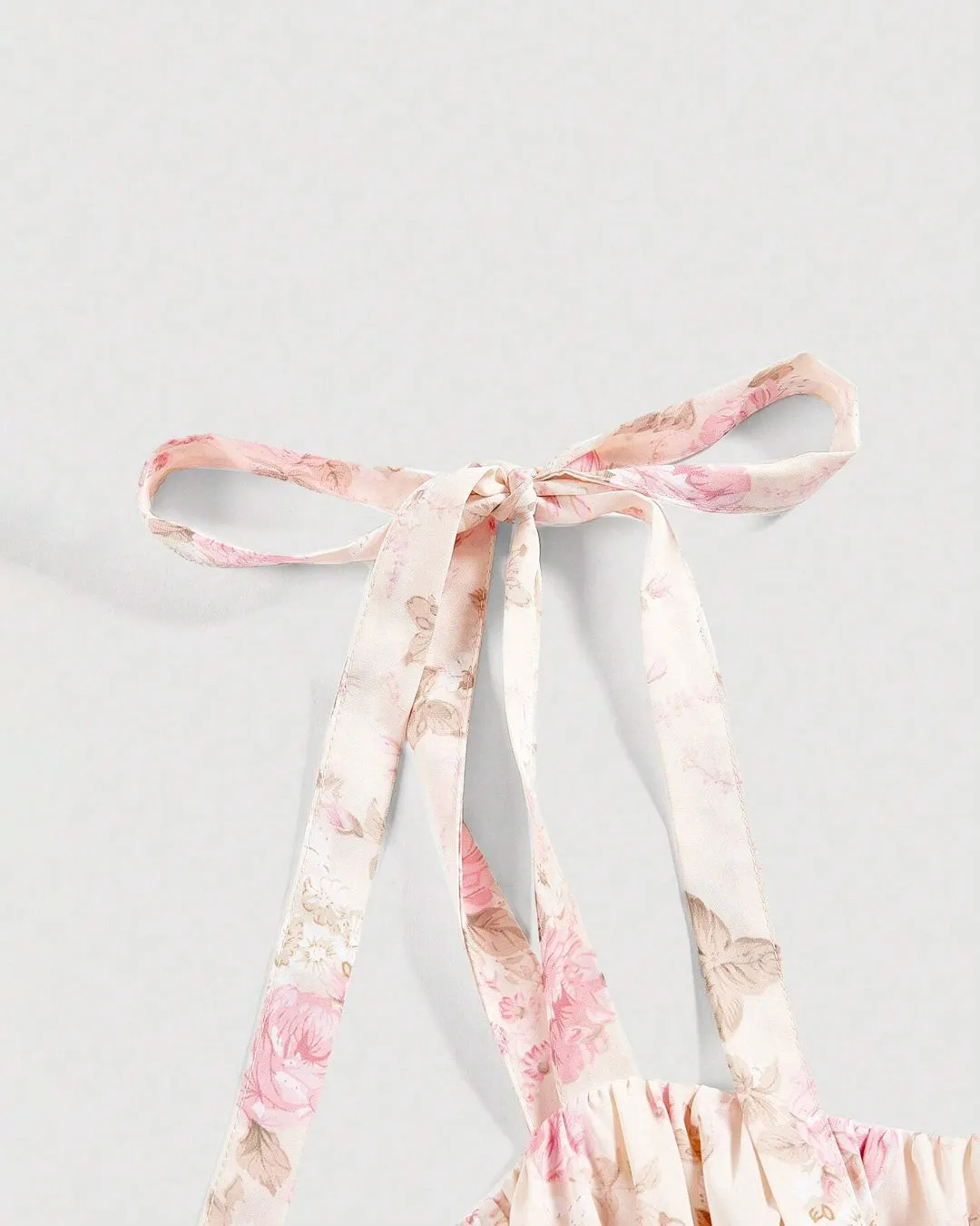 Sweetheart Neckline Ruched Bust Floral Dress With Shoulder Ties - Image 4