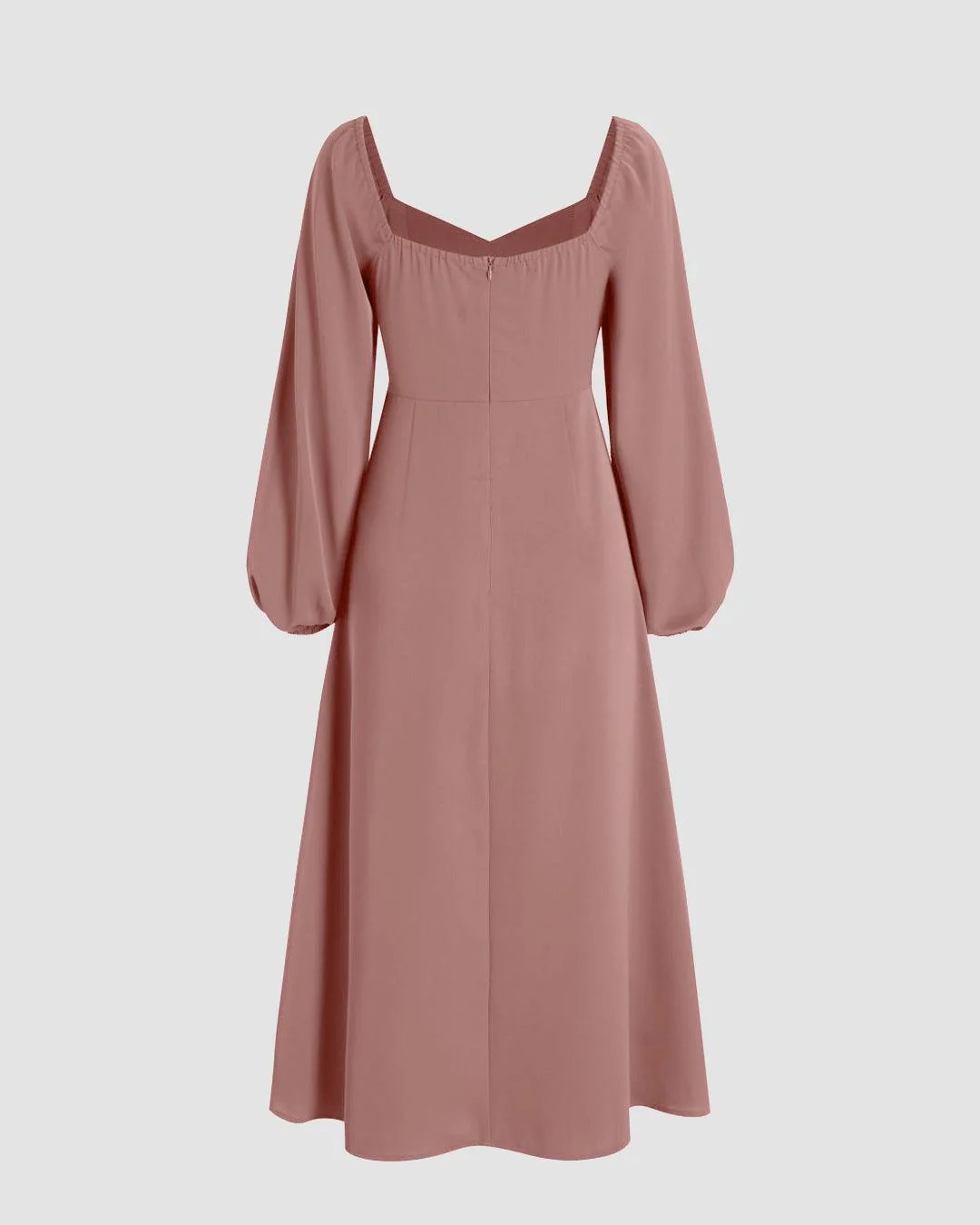 Sweetheart Peasant-Sleeve Peach Dress - Image 2