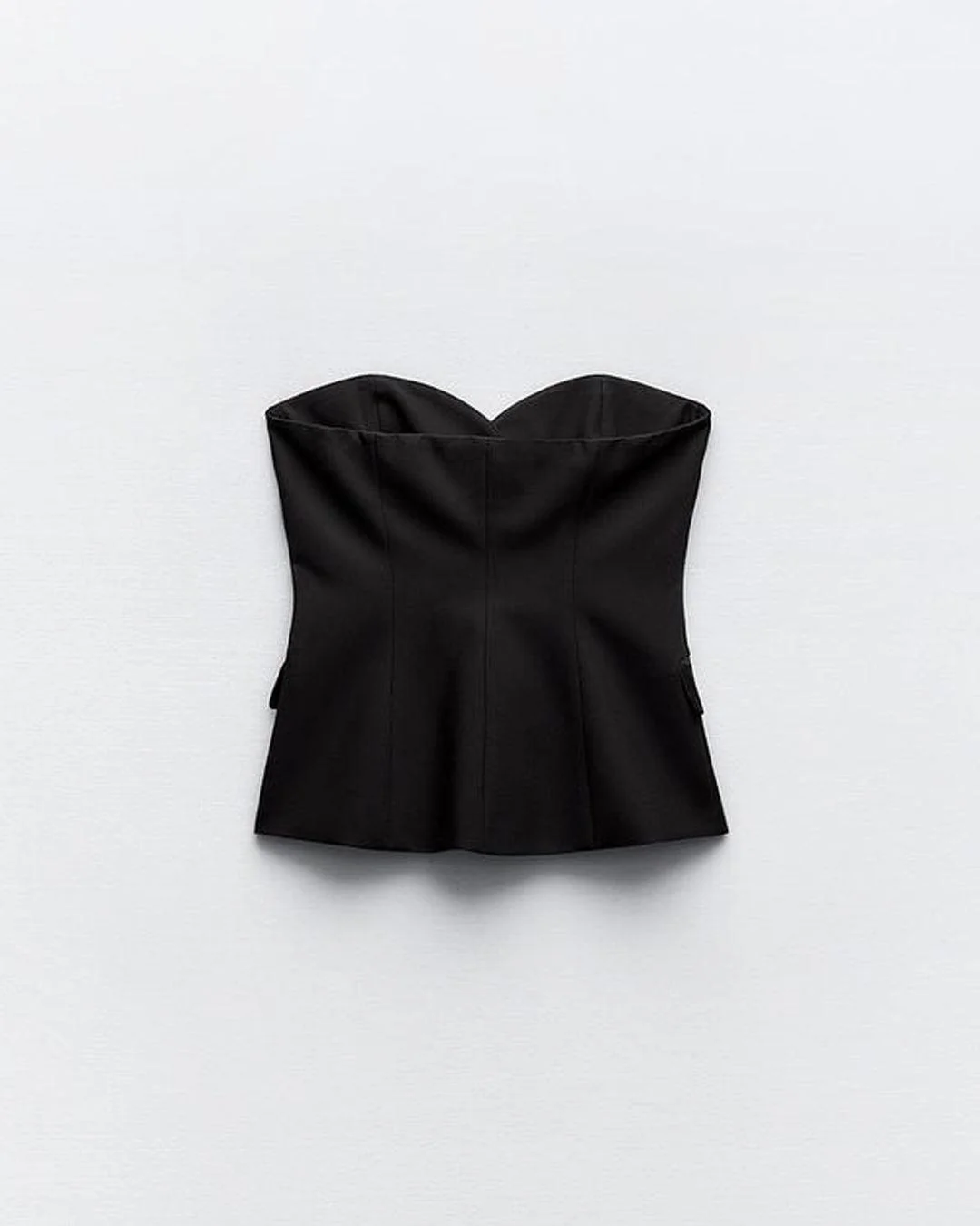 Two Piece Set : Tailored Bandeau Button Detail Top & High Waist Culotte Trouser In Black - Image 3