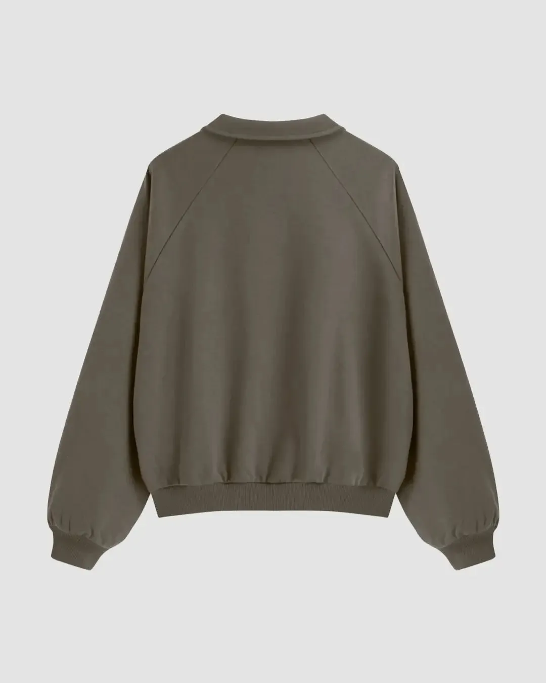 Terry Collar Solid Oversized Sweatshirt In Brown - Image 2